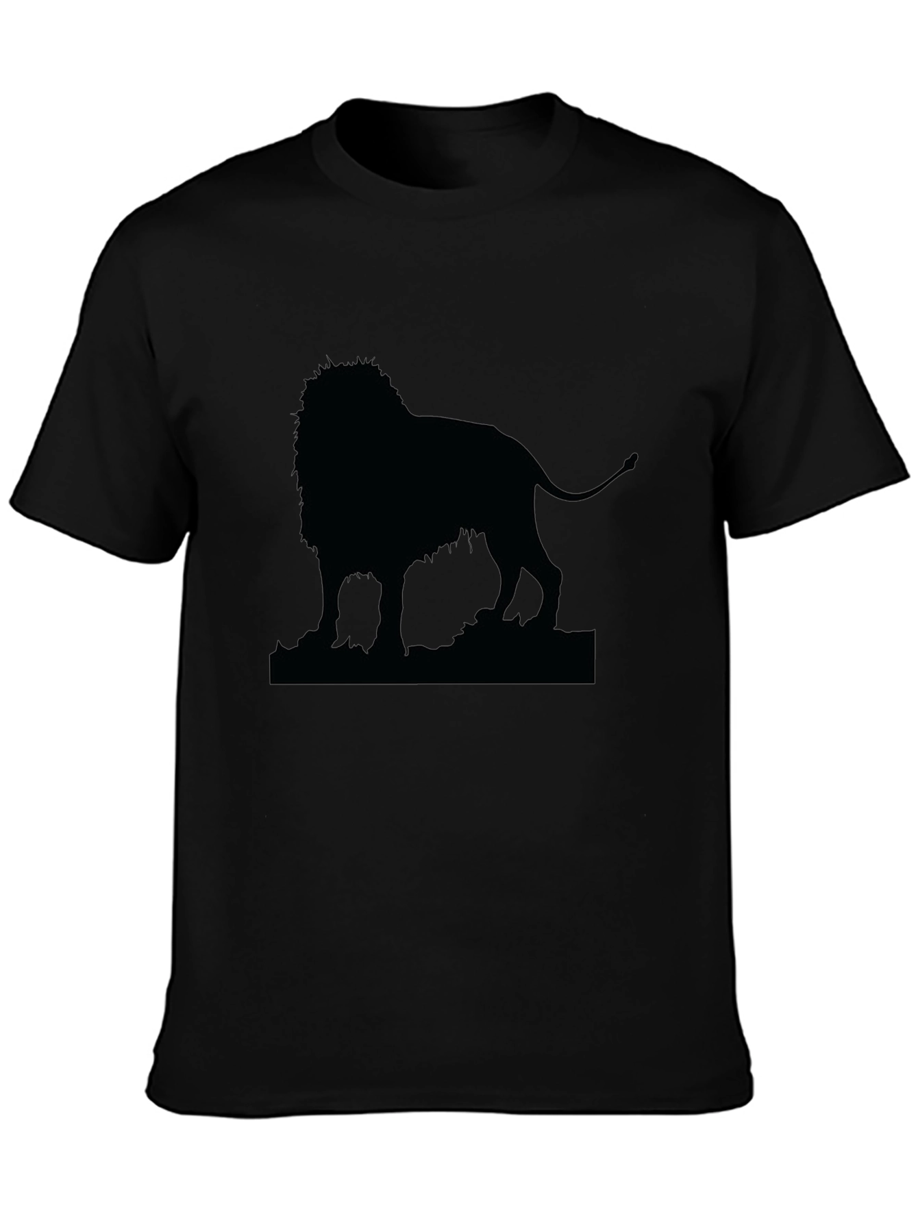 Lion Silhouette Mens Black T-Shirt