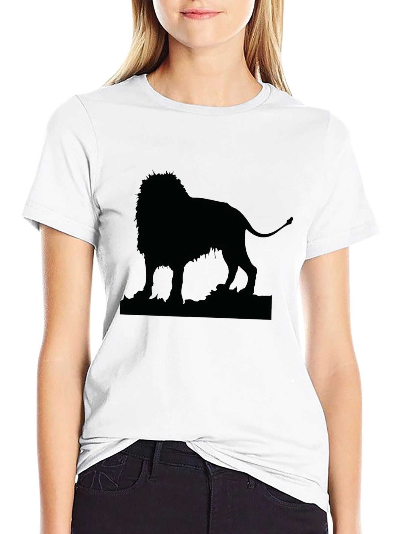 Lion Silhouette Mens Black T-Shirt