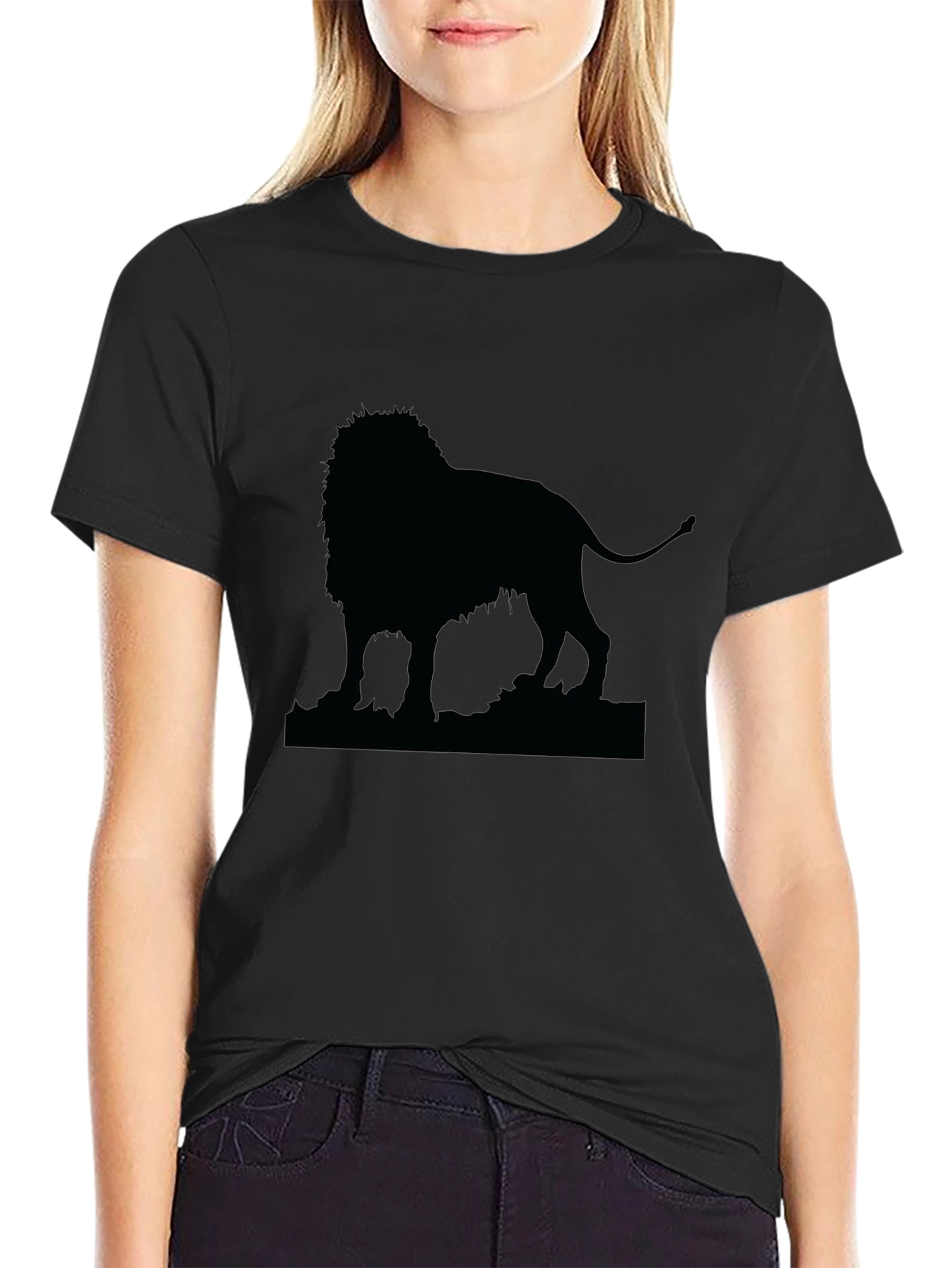 Lion Silhouette Mens Black T-Shirt