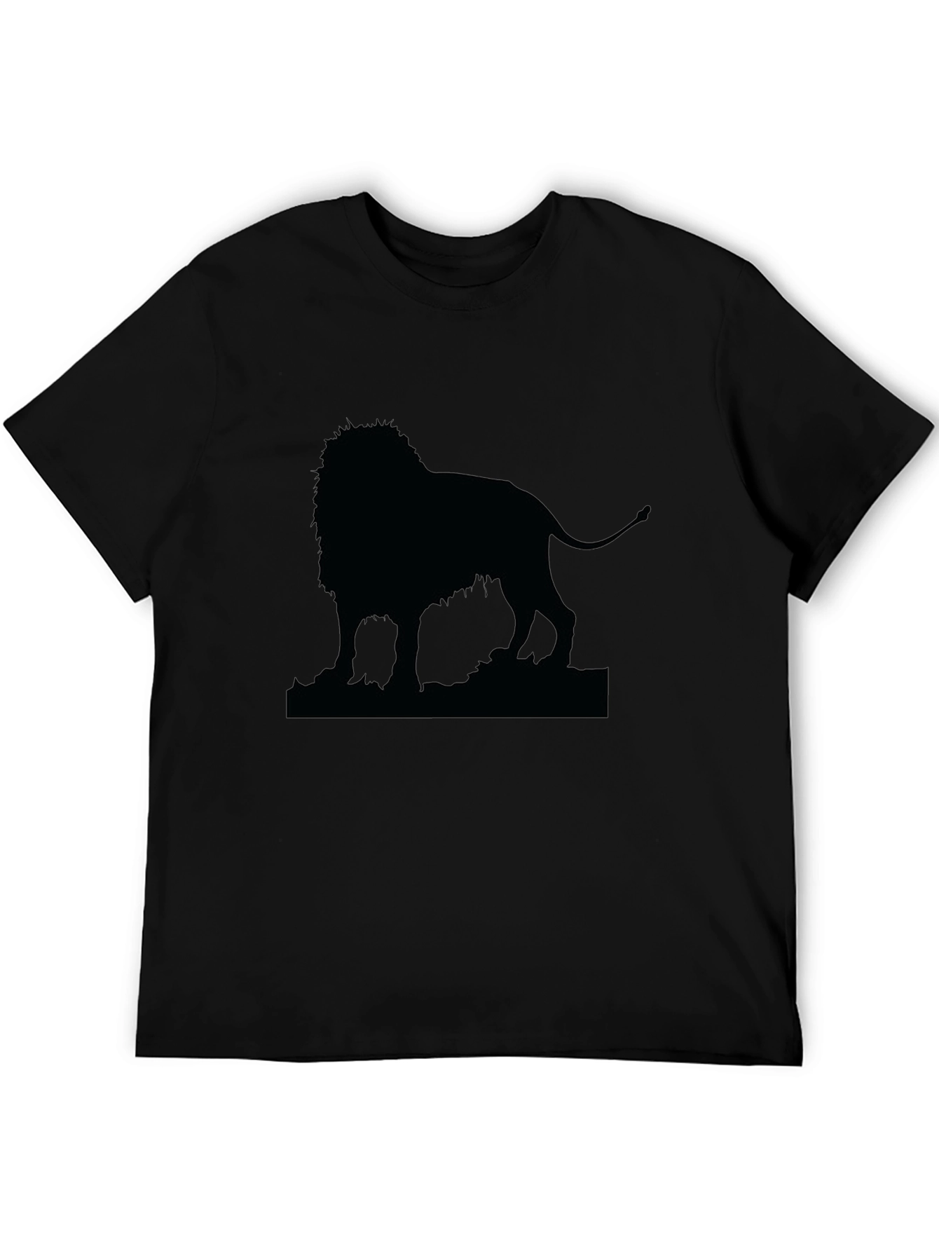 Lion Silhouette Mens Black T-Shirt