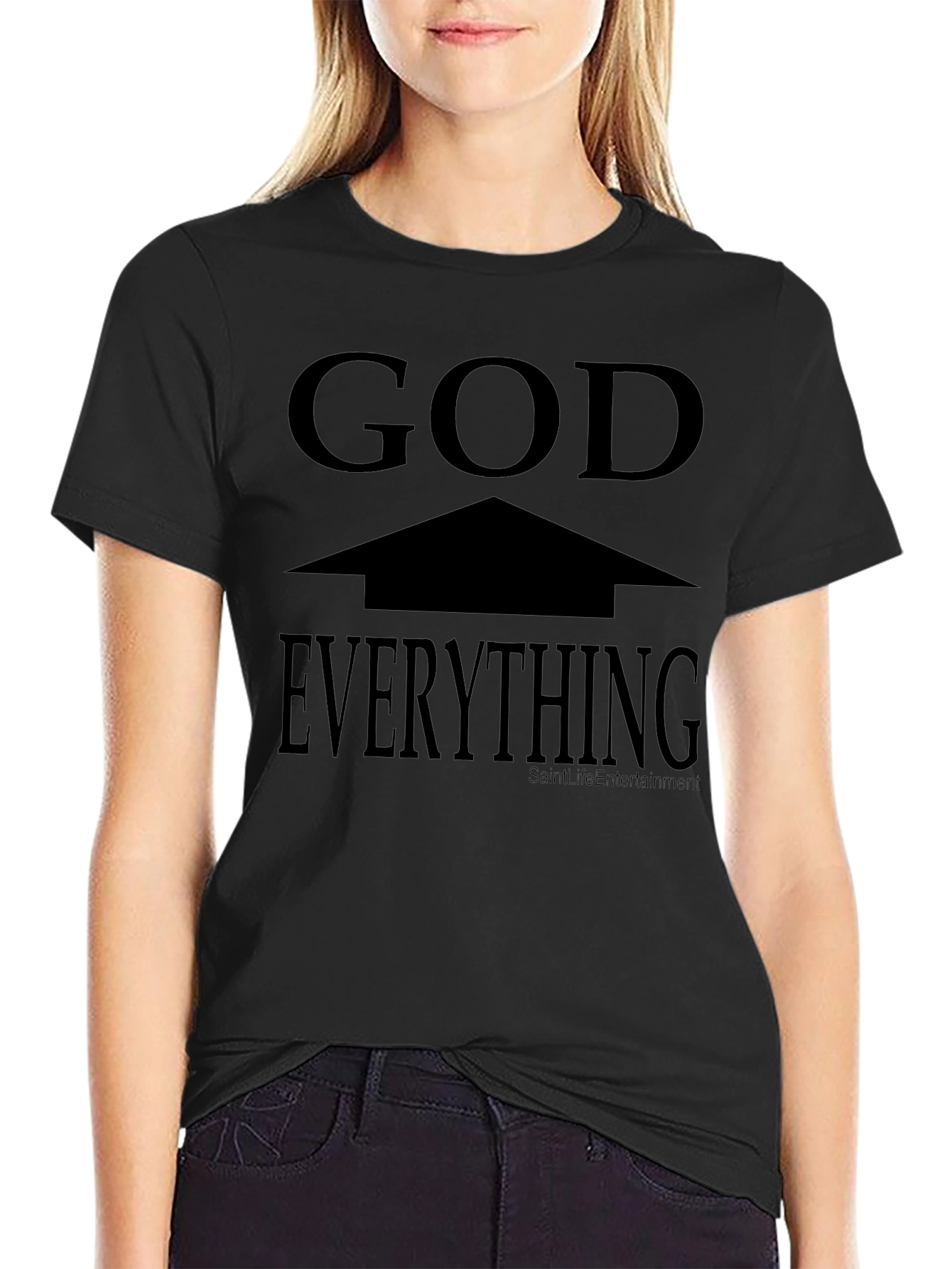 God is Above Everything Black T-Shirt