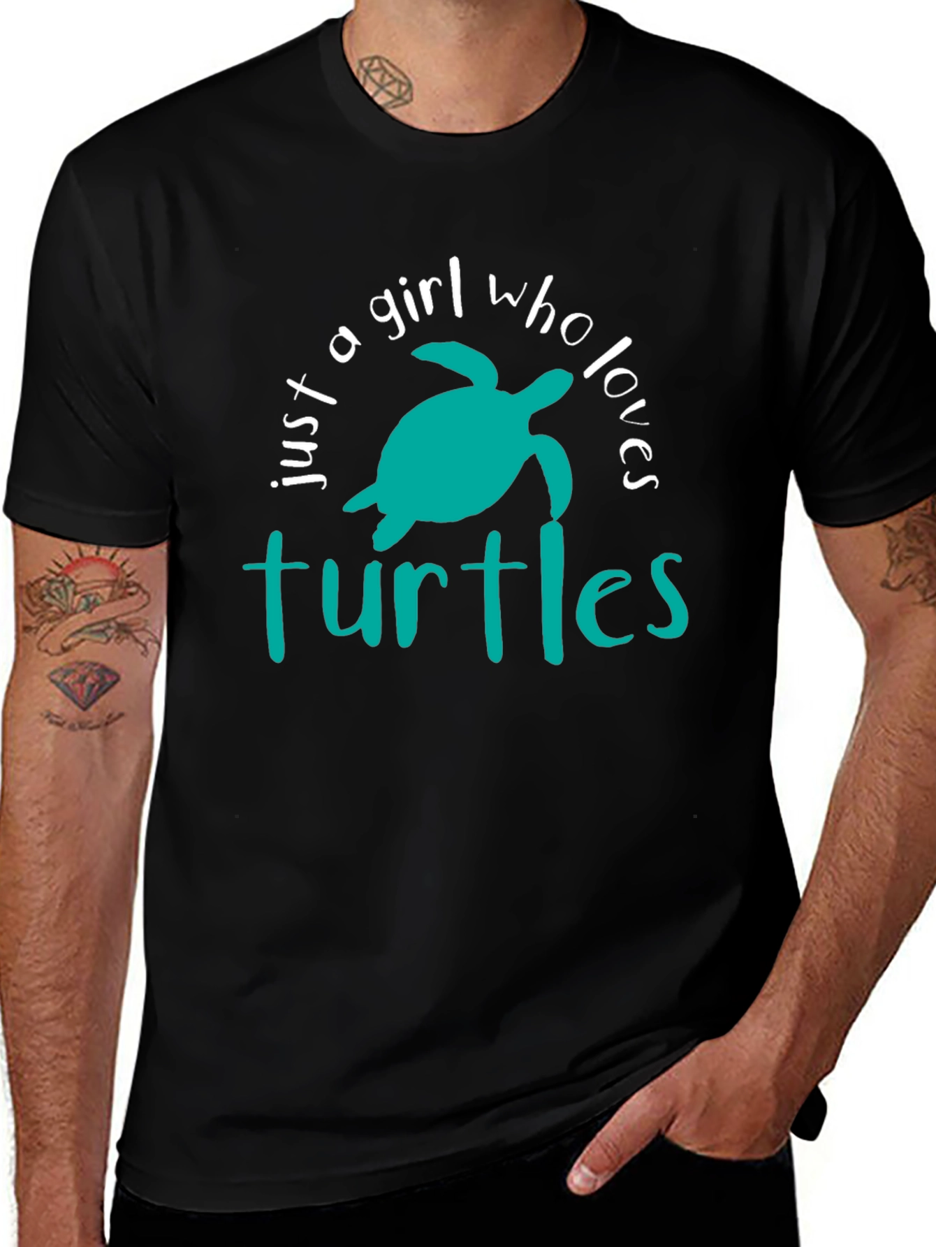 Just A Girl Who Loves Turtles Black Graphic Tee