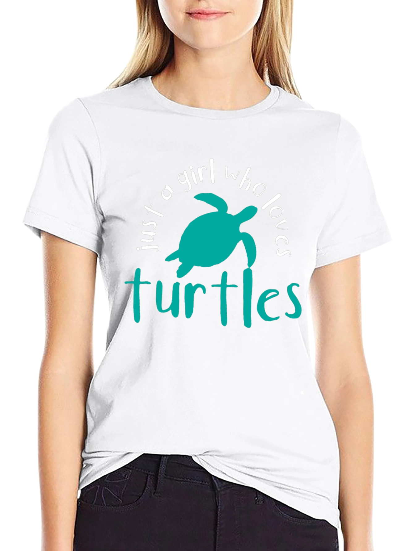 Just A Girl Who Loves Turtles Black Graphic Tee