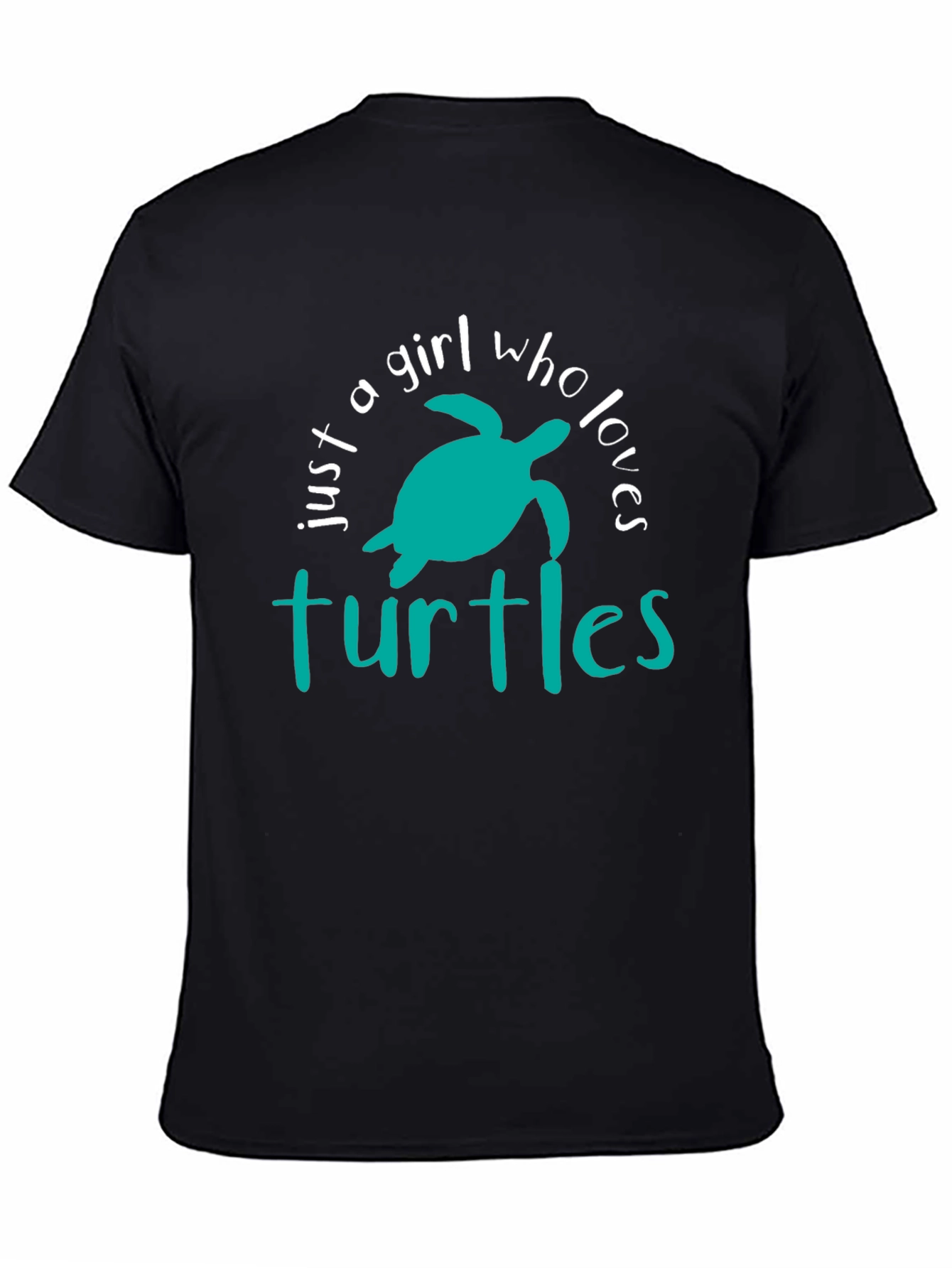 Just A Girl Who Loves Turtles Black Graphic Tee