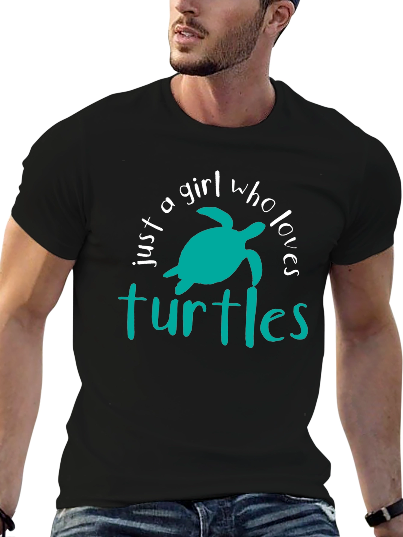 Just A Girl Who Loves Turtles Black Graphic Tee