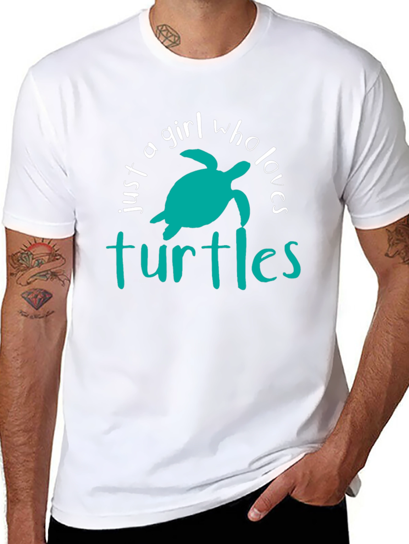 Just A Girl Who Loves Turtles Black Graphic Tee