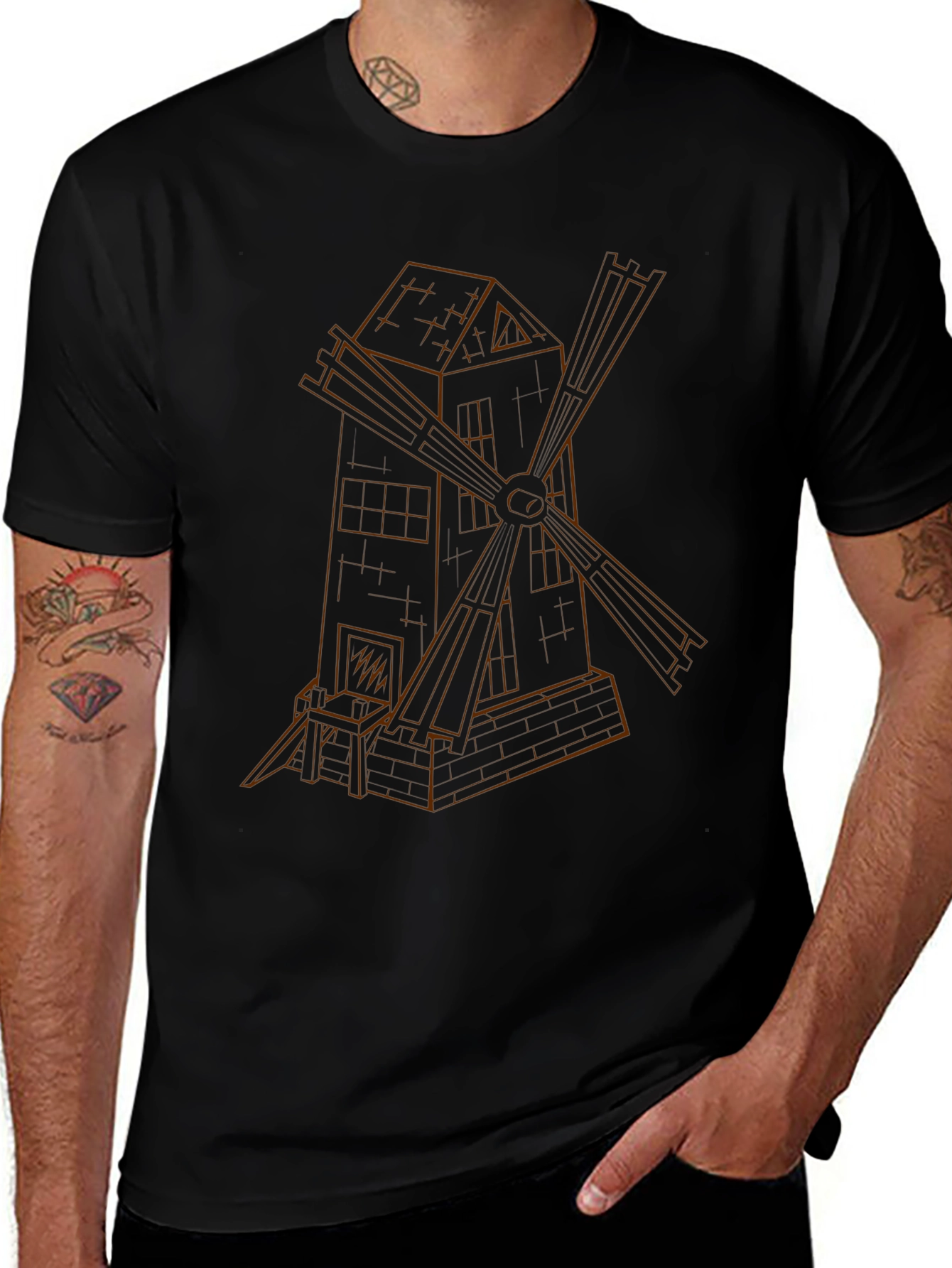 Windmill Graphic Black T-Shirt