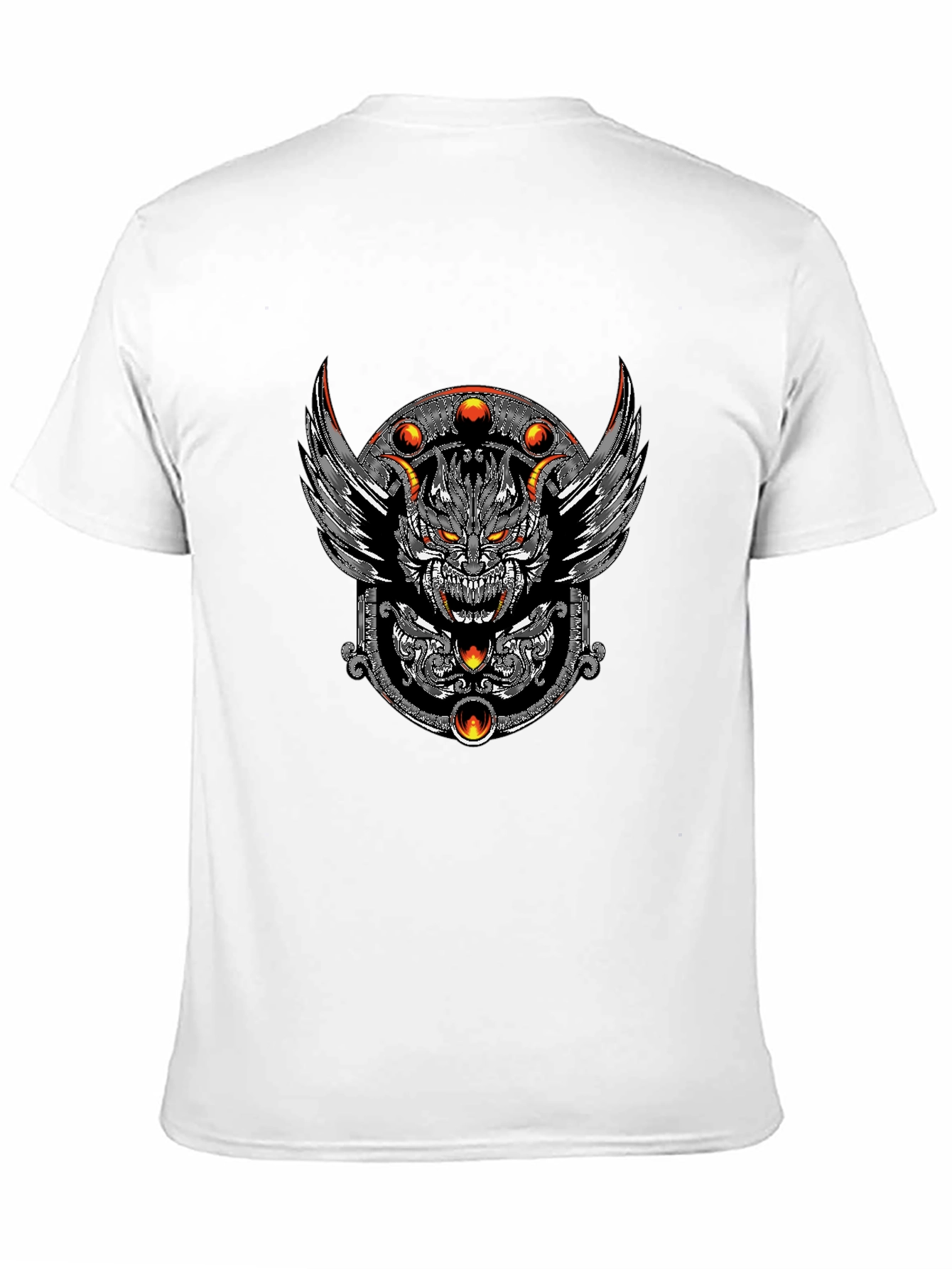 Mens Black T-Shirt with Graphic Demon Design