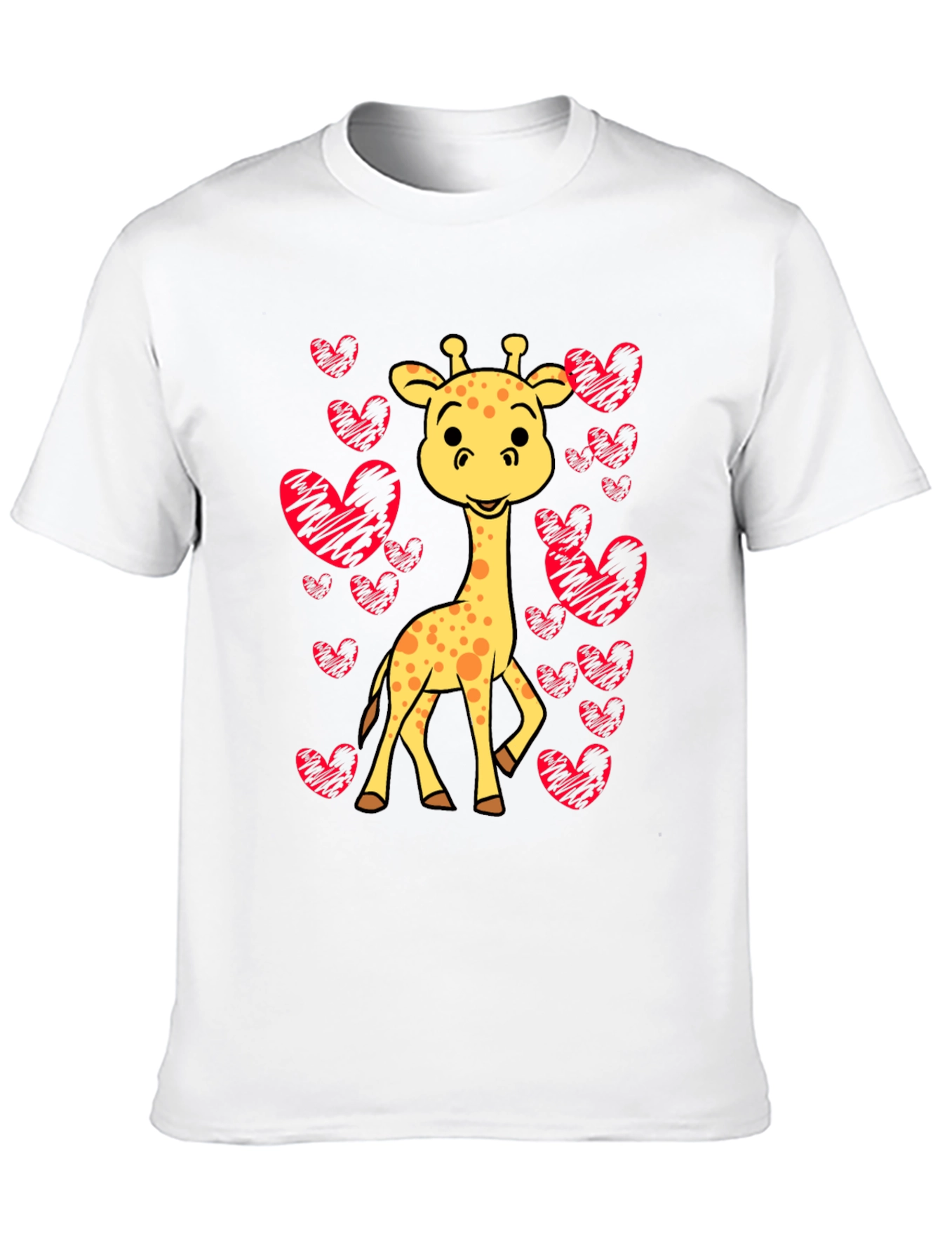 Giraffe Heart Tee - Love Animals Black Shirt