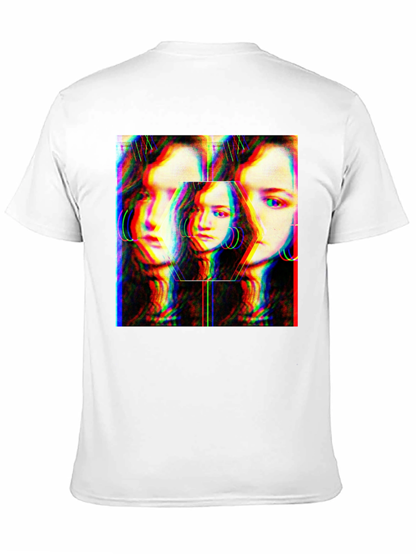 Abstract Glitch Portrait Graphic Tee