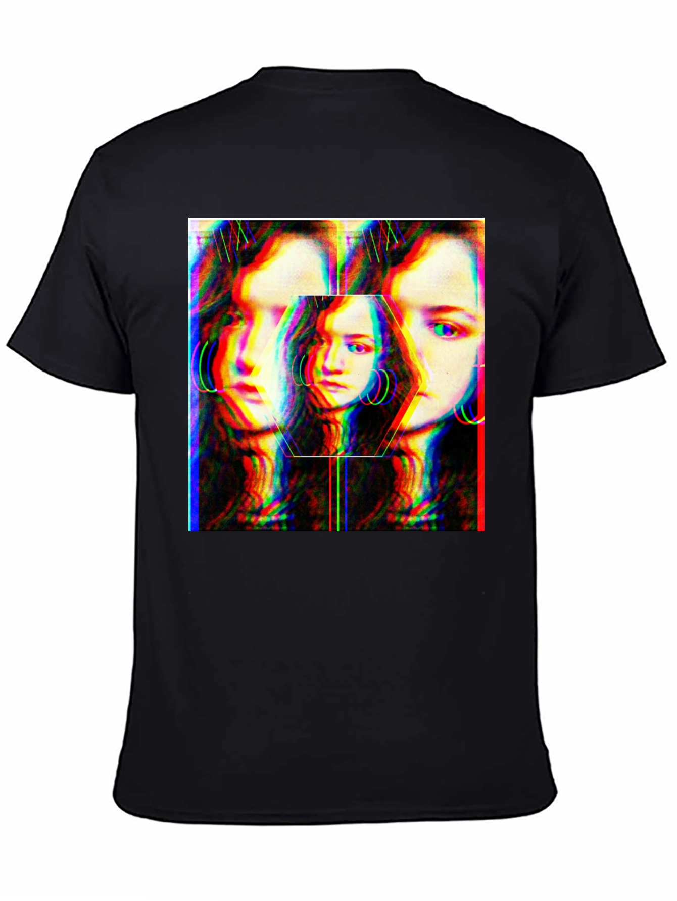 Abstract Glitch Portrait Graphic Tee