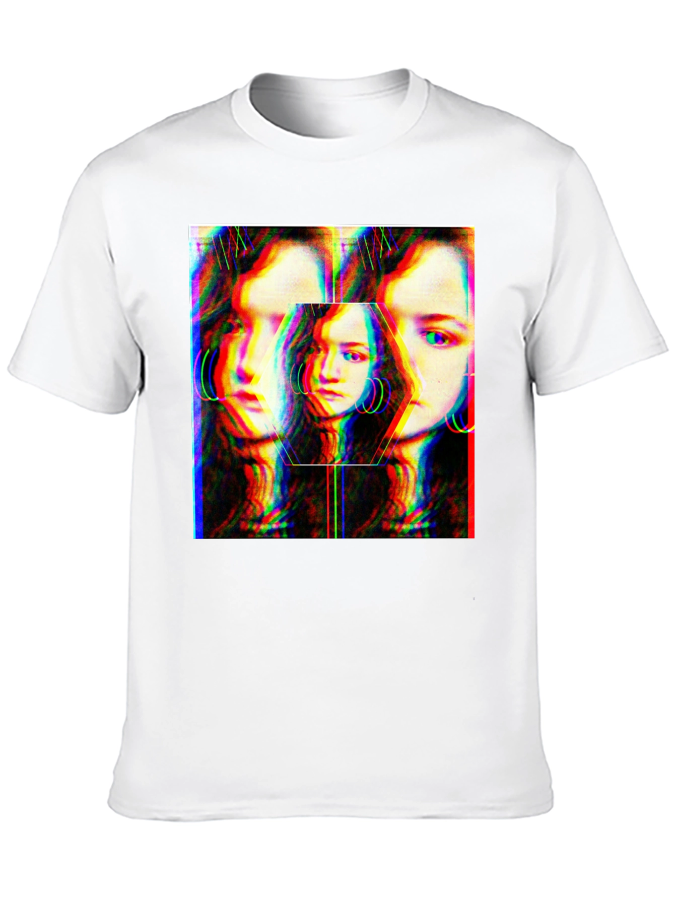 Abstract Glitch Portrait Graphic Tee