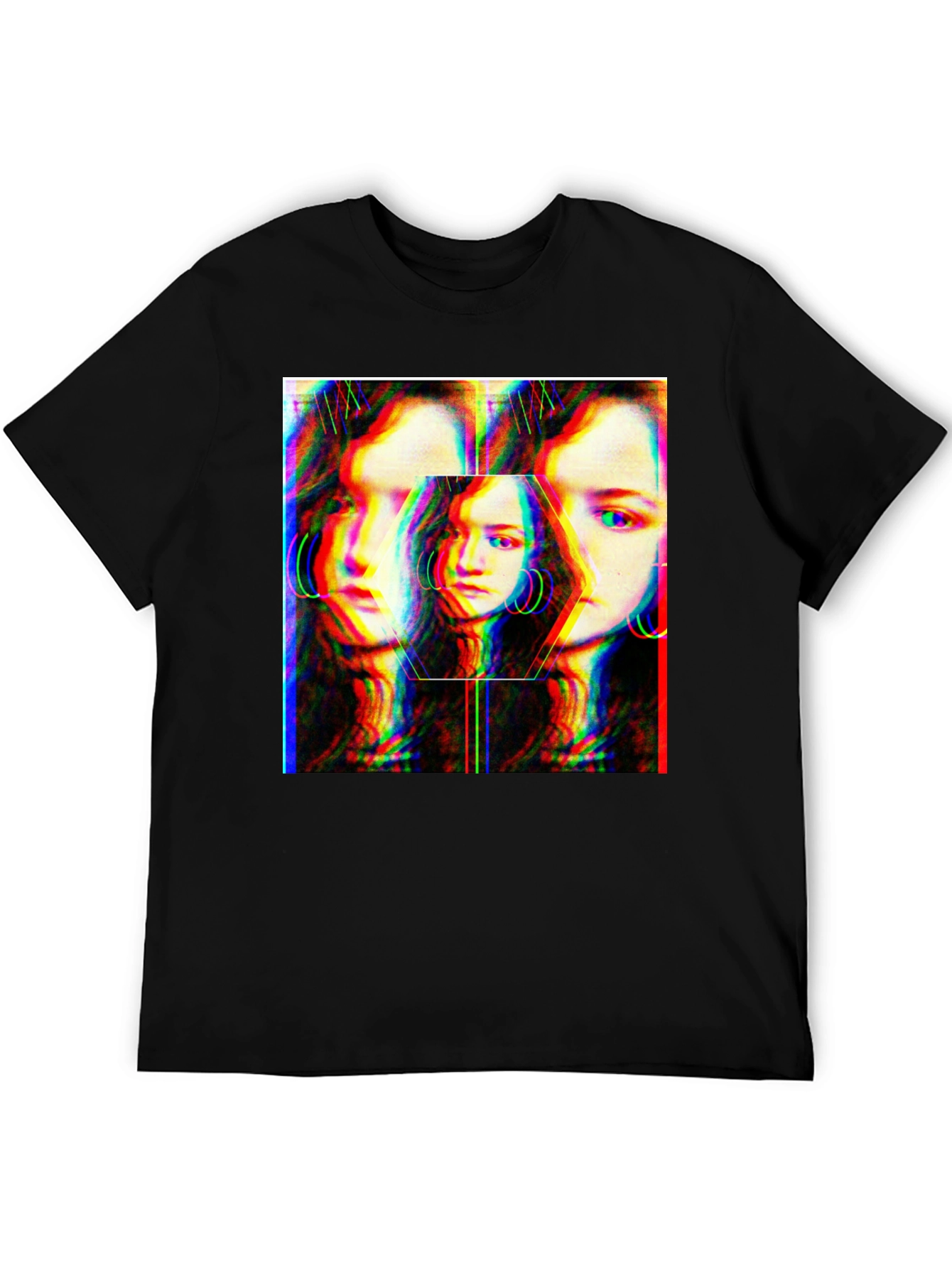 Abstract Glitch Portrait Graphic Tee