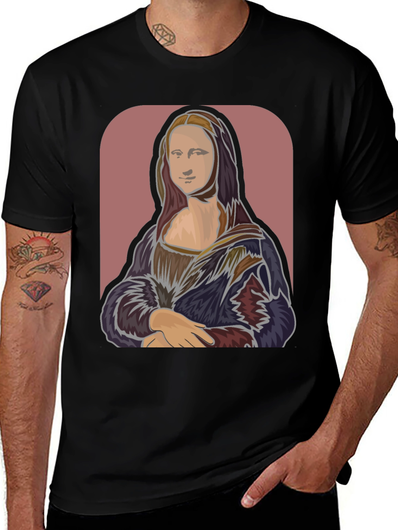 Mona Lisa Graphic Tee - Black Cotton T-Shirt
