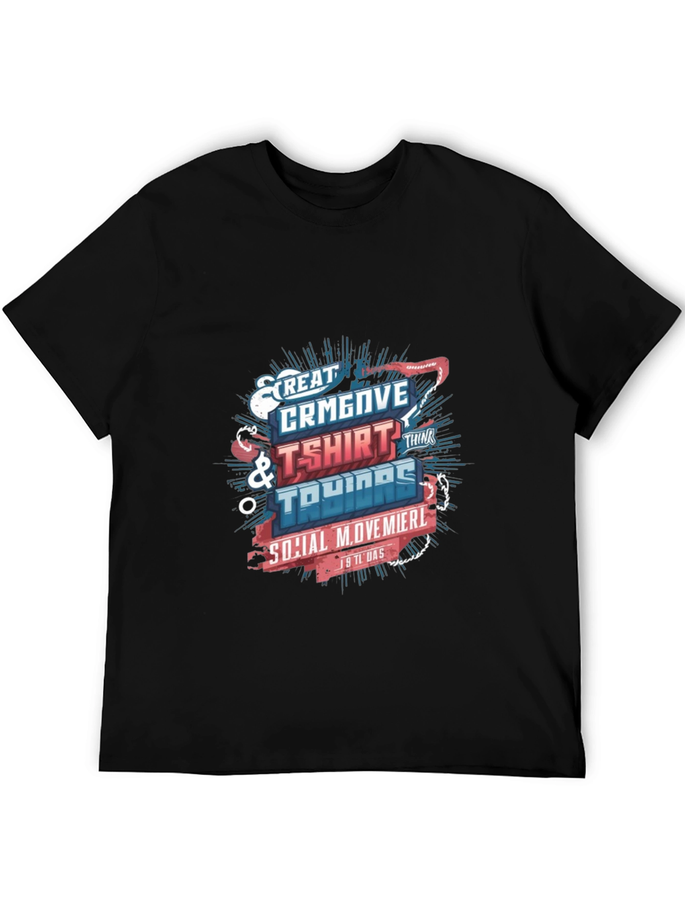 Creative Graphic Print Black T-Shirt