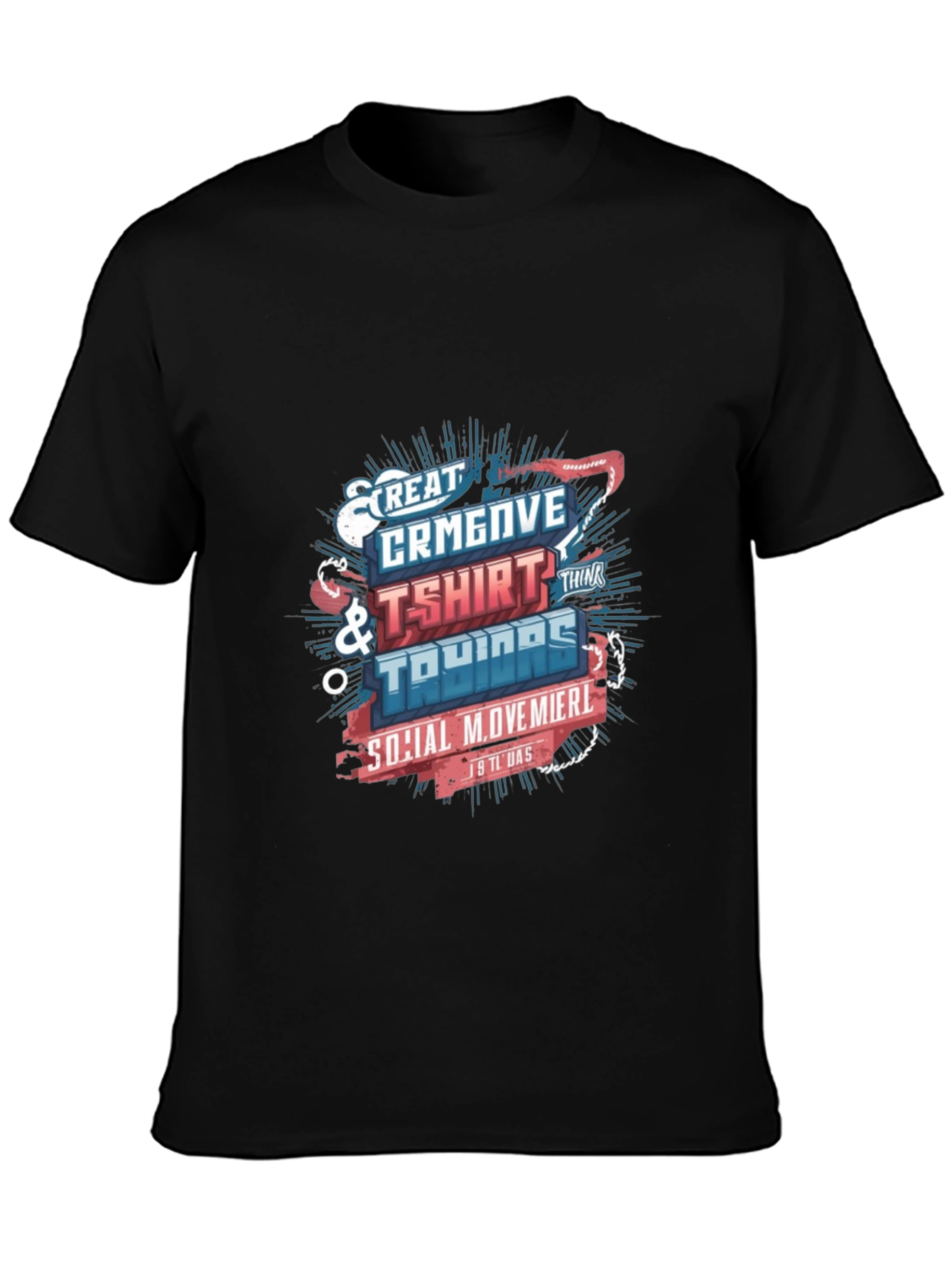 Creative Graphic Print Black T-Shirt
