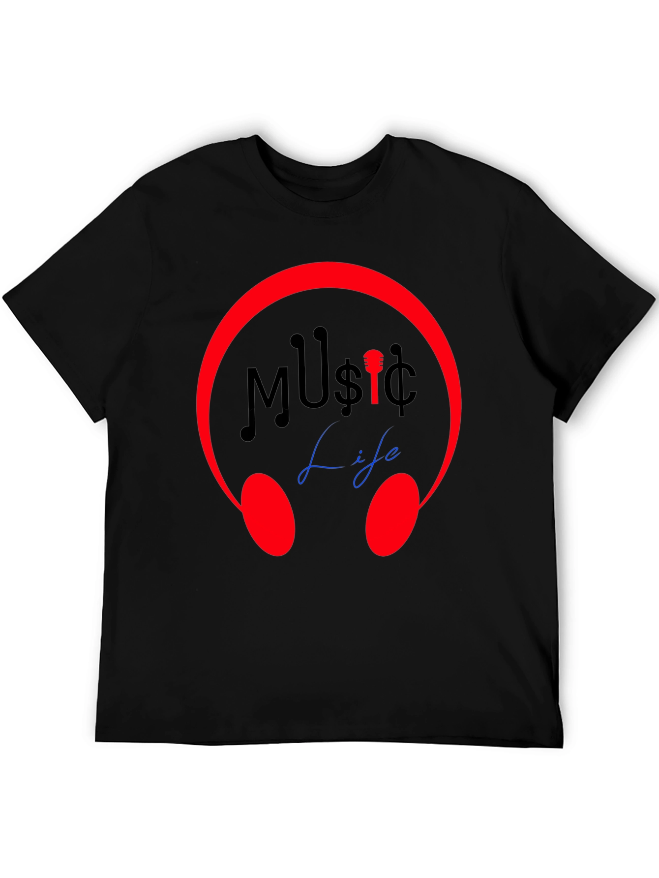 Music Life Graphic Tee - Stylish Crew Neck T-Shirt