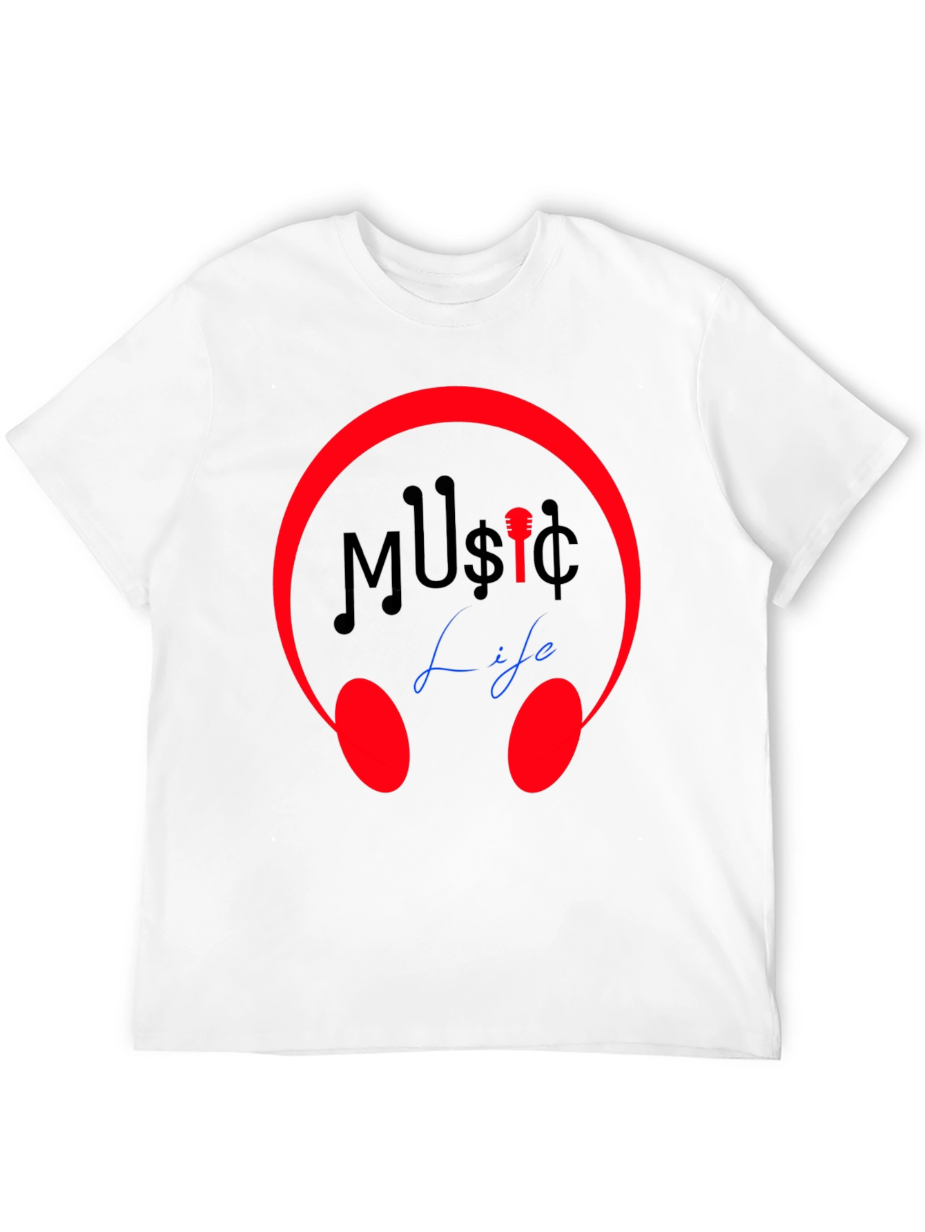 Music Life Graphic Tee - Stylish Crew Neck T-Shirt