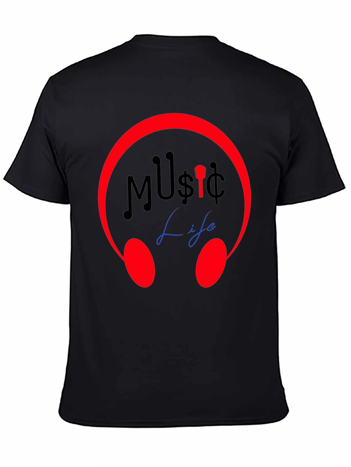 Music Life Graphic Tee - Stylish Crew Neck T-Shirt