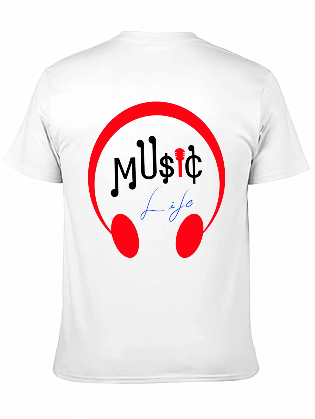 Music Life Graphic Tee - Stylish Crew Neck T-Shirt