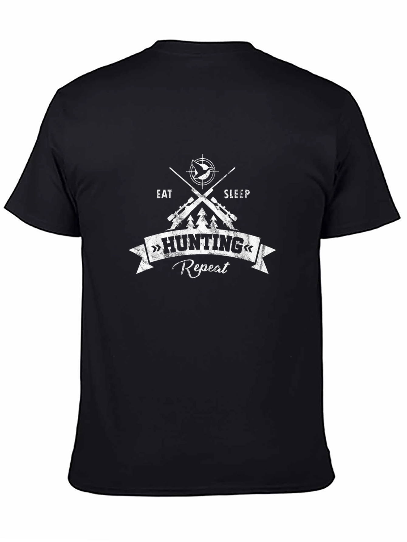 Hunting Eat Sleep Repeat Black Graphic T-Shirt