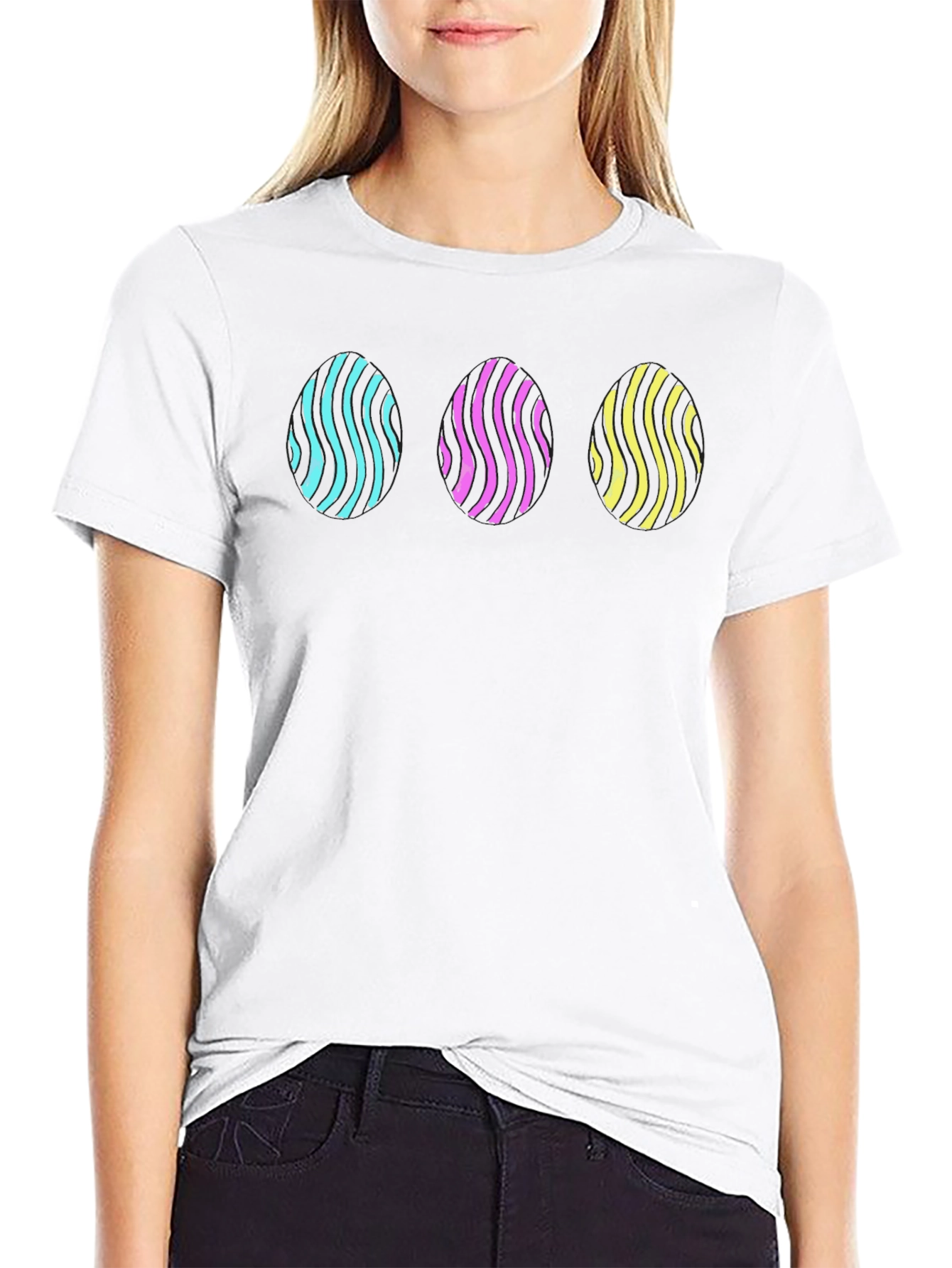 Vaporwave Egg Pattern Black T-Shirt