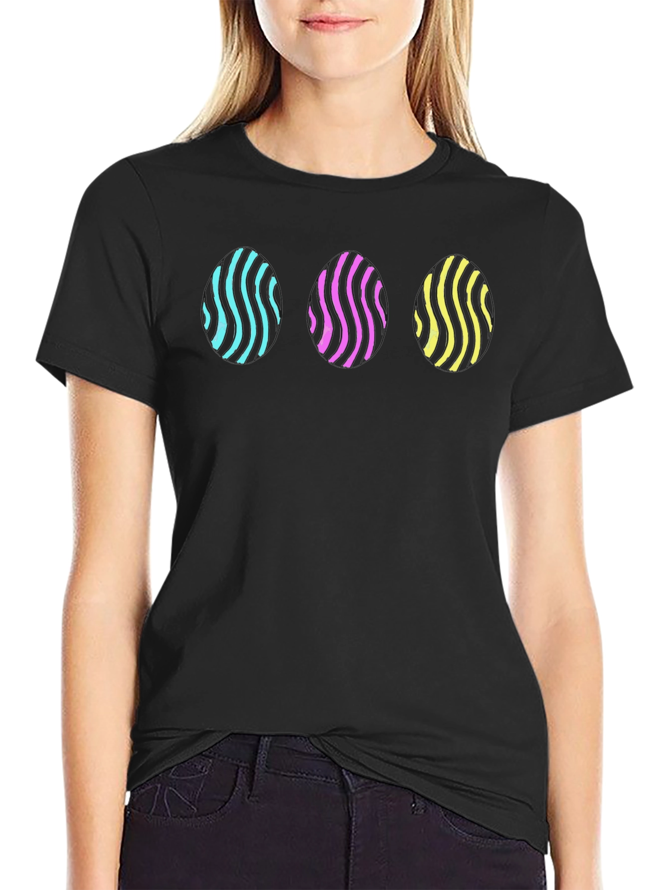 Vaporwave Egg Pattern Black T-Shirt