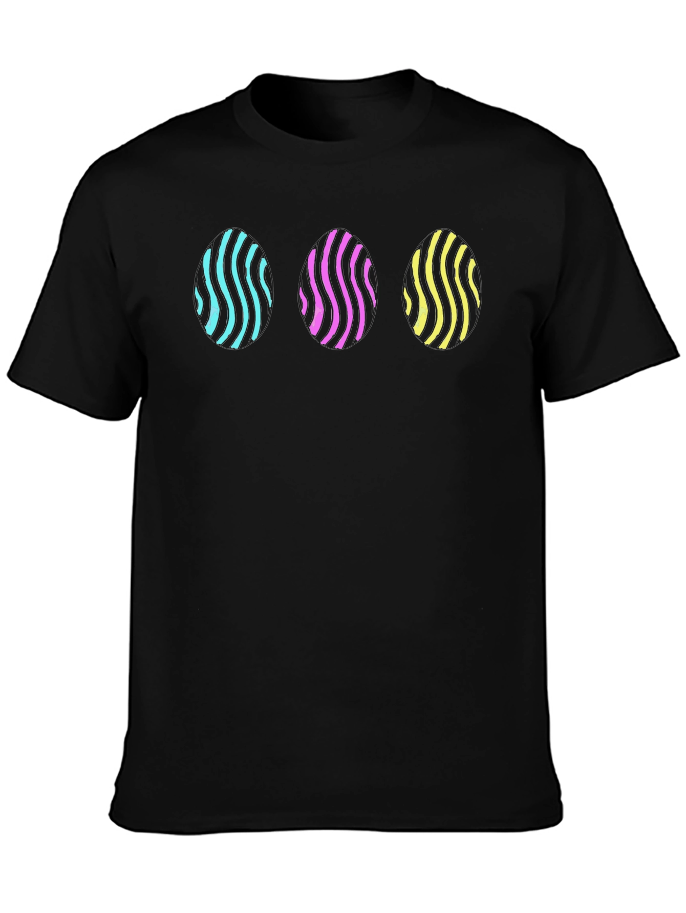 Vaporwave Egg Pattern Black T-Shirt