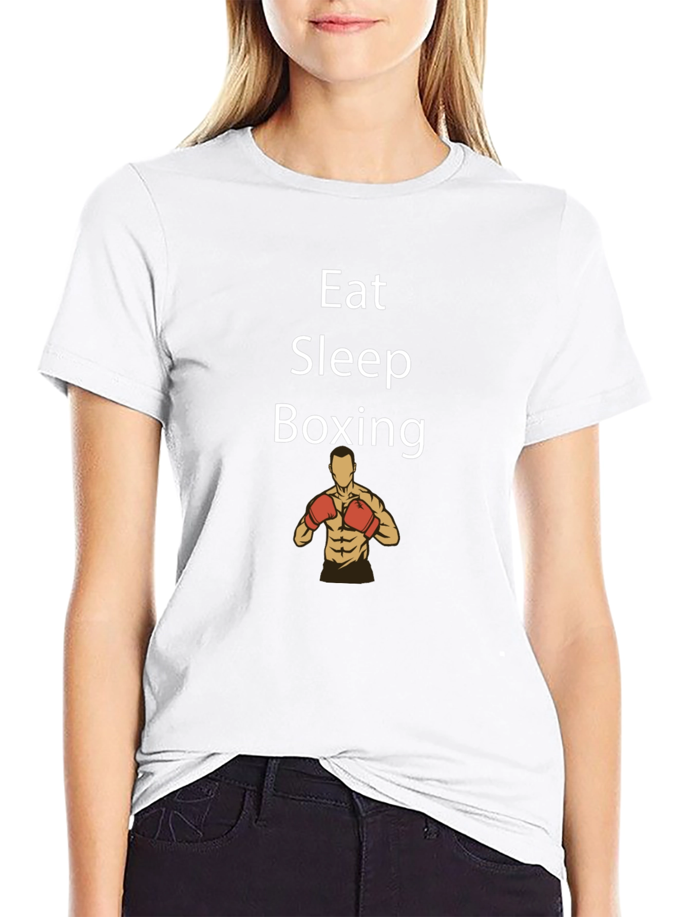Eat Sleep Boxing Graphic Tee - Black Cotton T-Shirt
