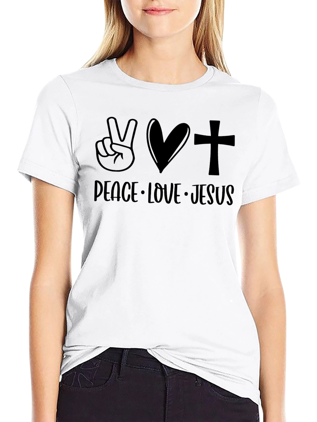 Peace Love Jesus T-Shirt Christian Faith Tee