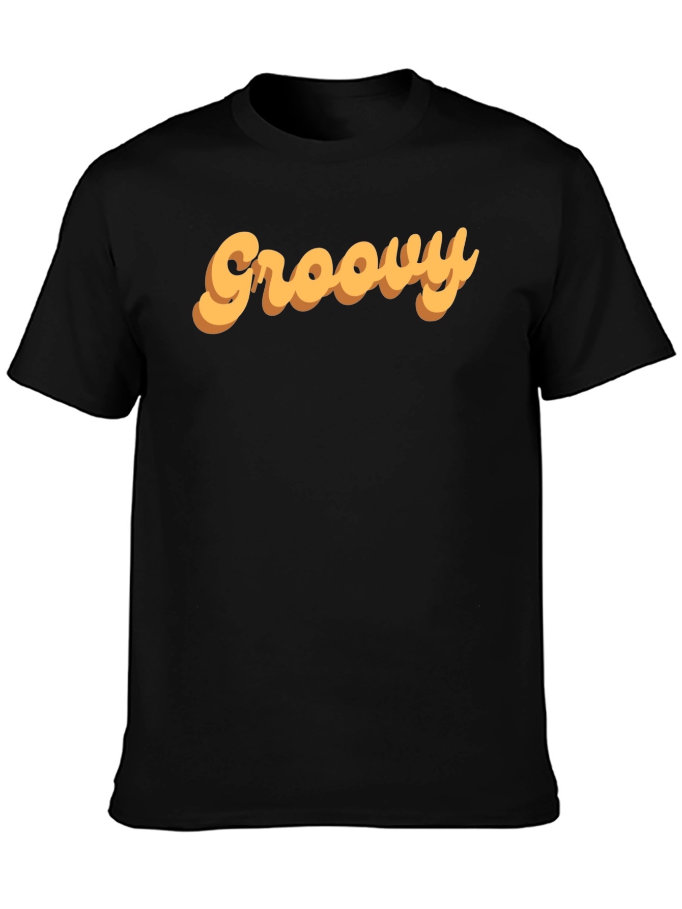 Groovy Retro Style Graphic Tee - Black Cotton T-Shirt