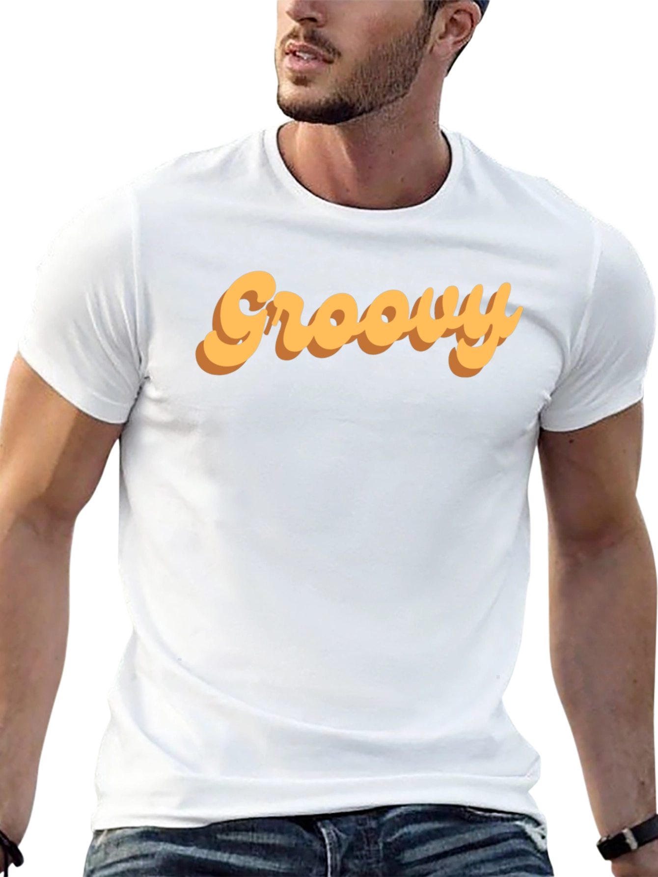 Groovy Retro Style Graphic Tee - Black Cotton T-Shirt