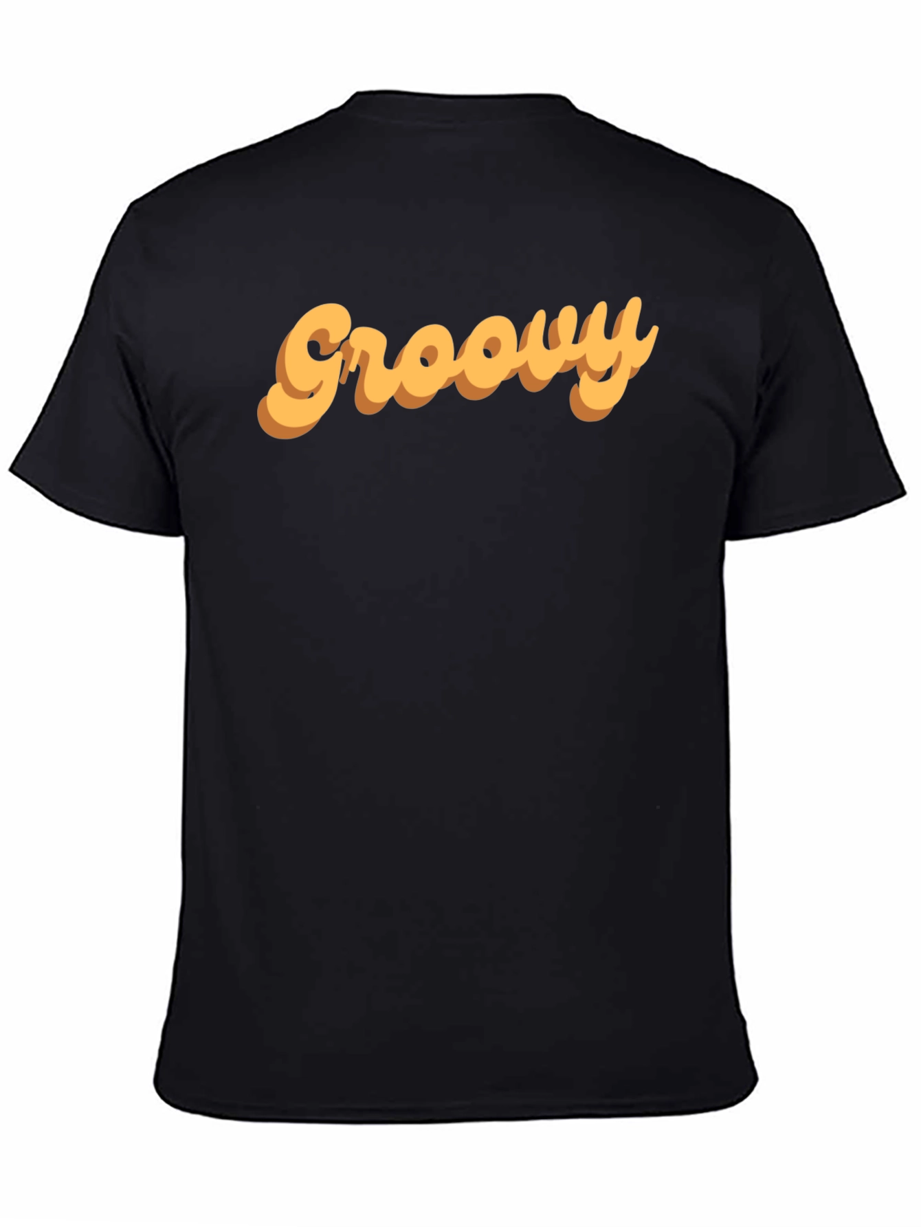 Groovy Retro Style Graphic Tee - Black Cotton T-Shirt