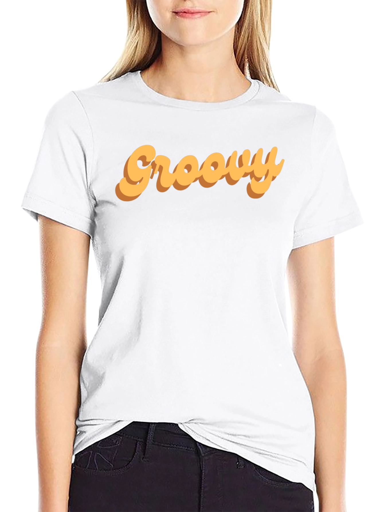 Groovy Retro Style Graphic Tee - Black Cotton T-Shirt