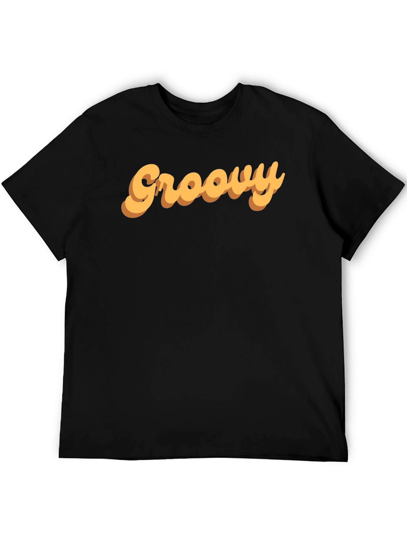 Groovy Retro Style Graphic Tee - Black Cotton T-Shirt