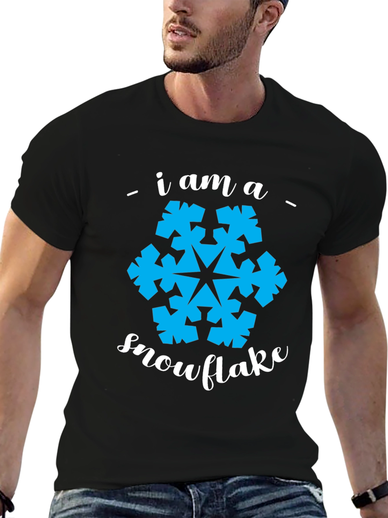 I am a Snowflake Graphic T-Shirt - Black
