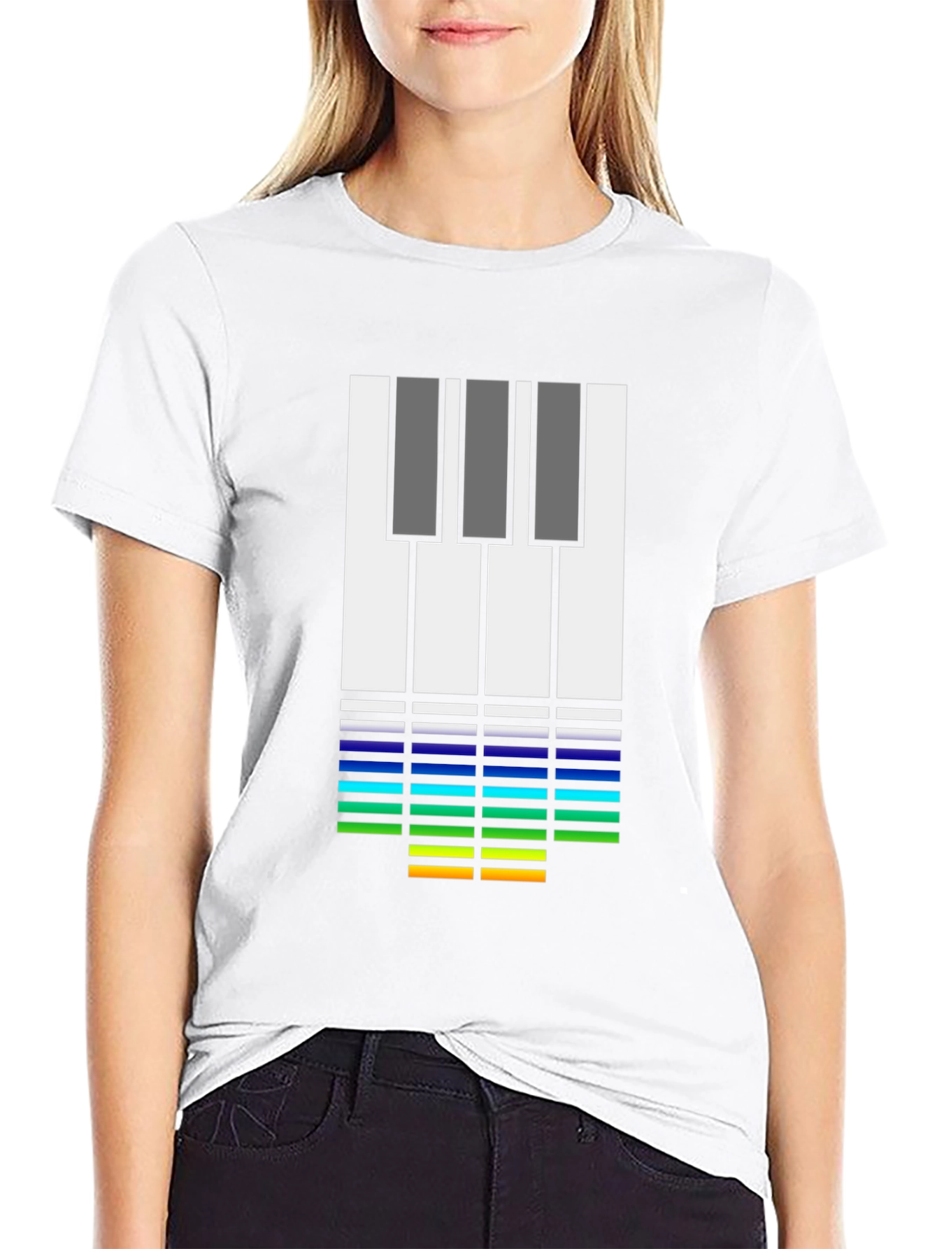 Music Lovers Tee: Piano Keys & Equalizer Black T-Shirt