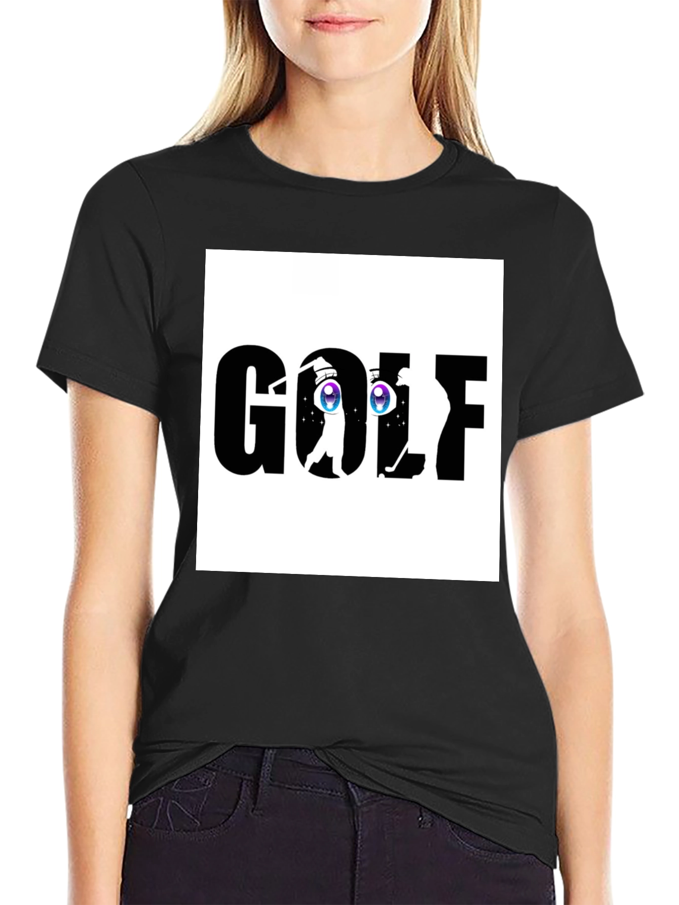 Golf Anime Eye Black T-Shirt