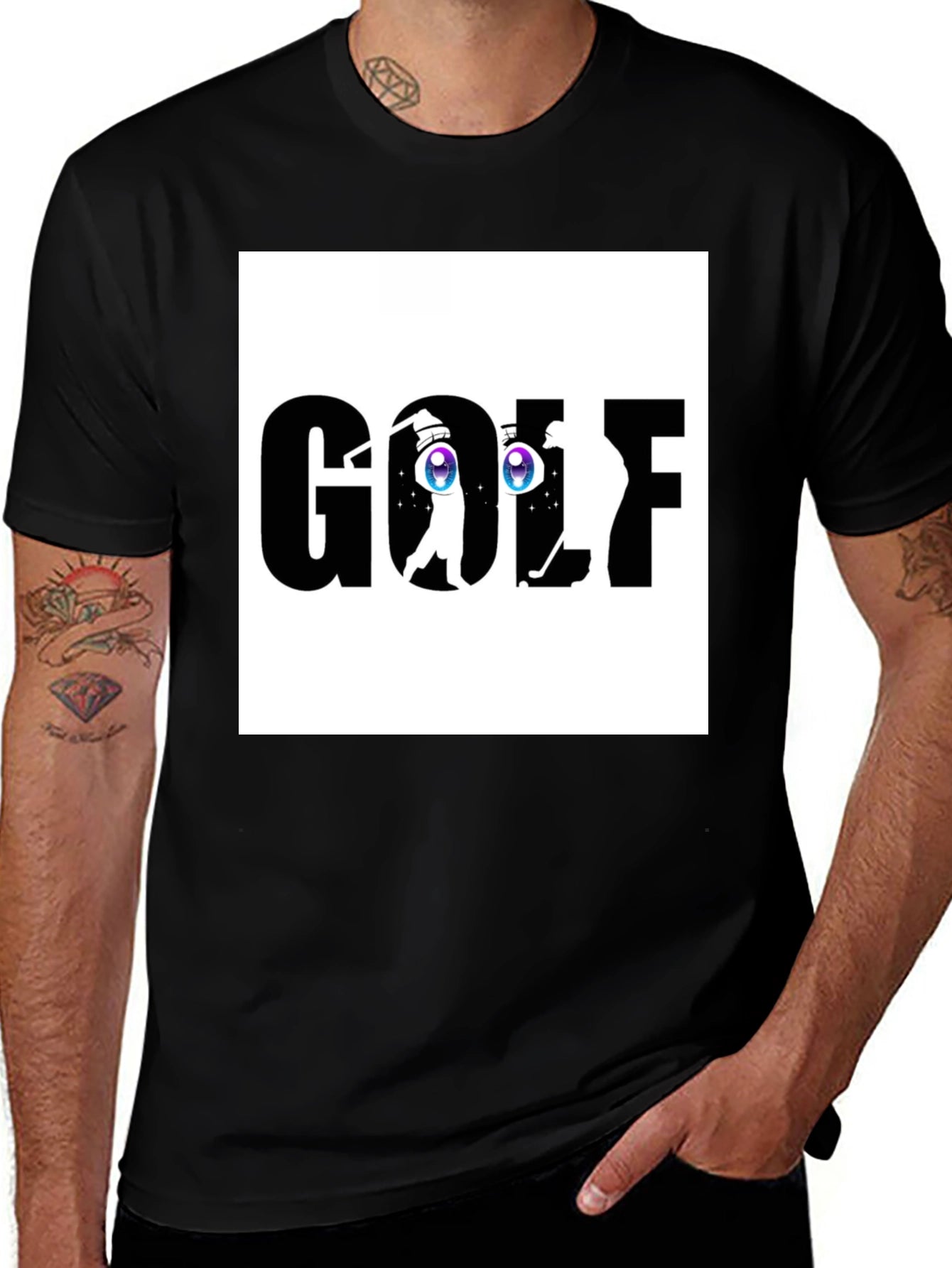 Golf Anime Eye Black T-Shirt