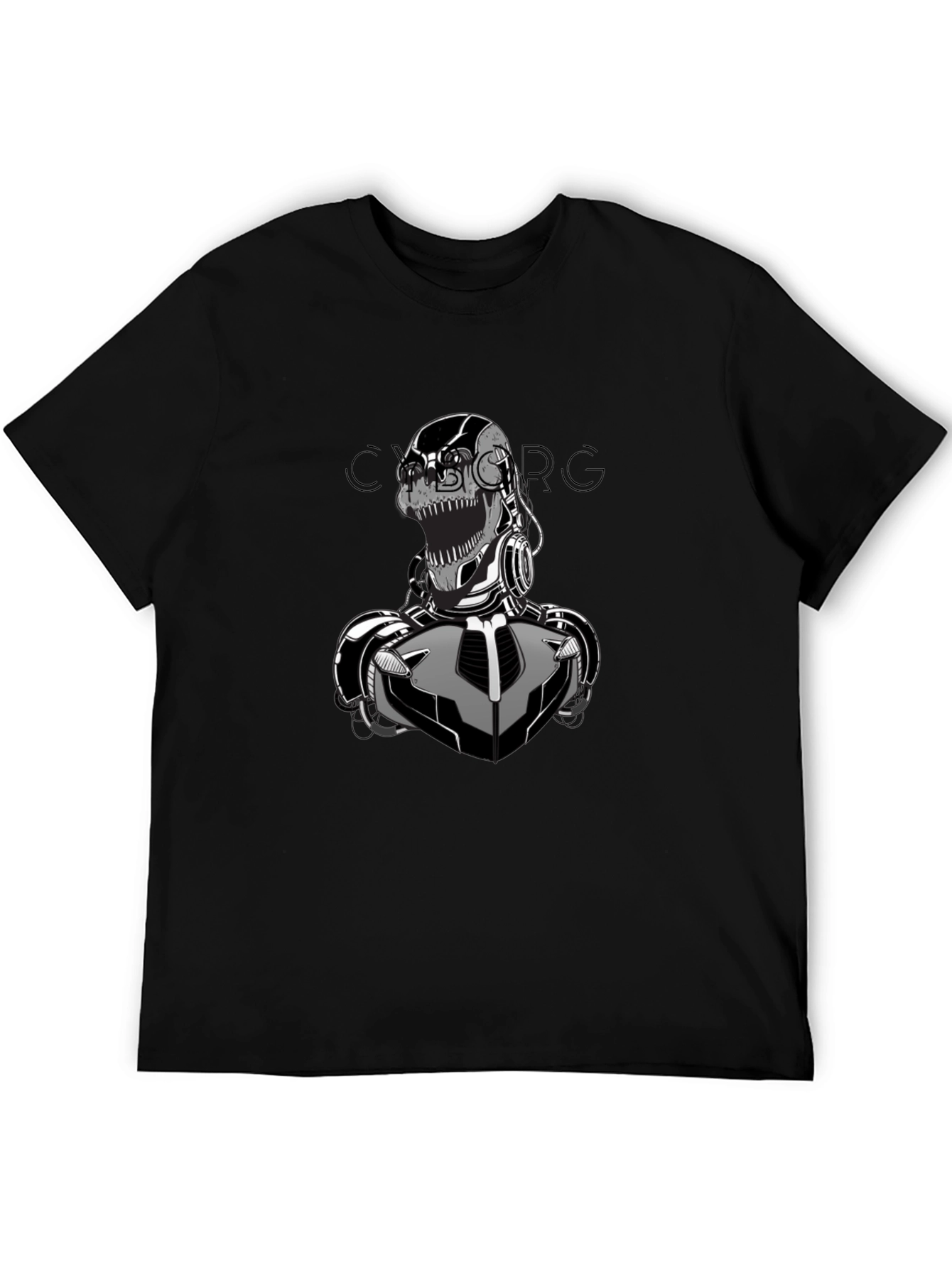 Cyborg Graphic Print T-Shirt - Black Cotton Tee