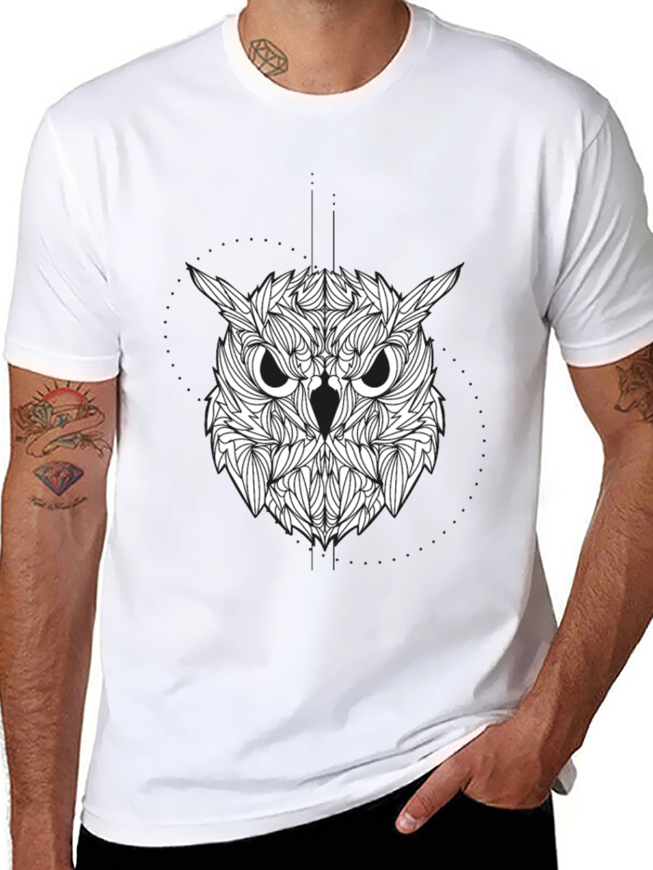 Owl Graphic Print Black Tee