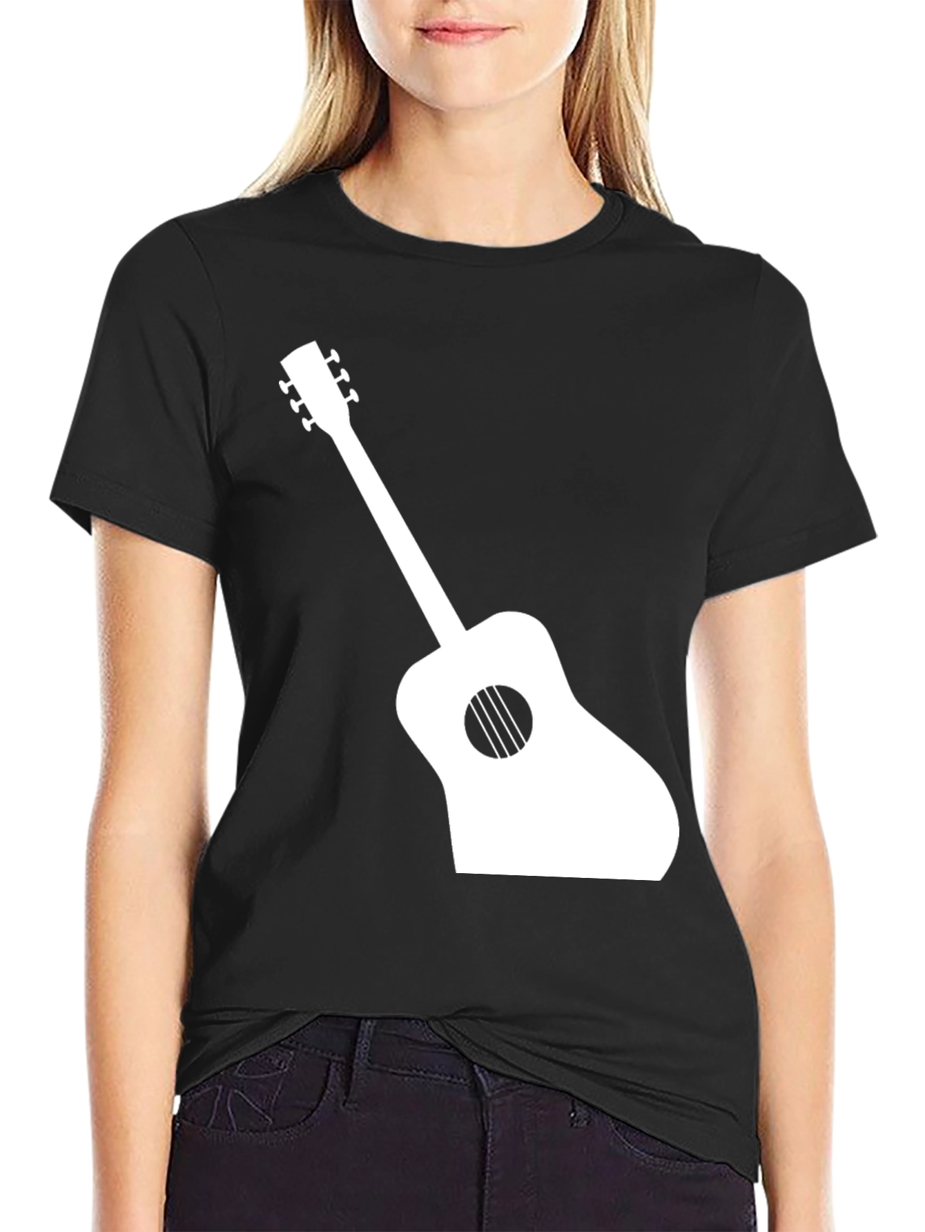 Acoustic Guitar Graphic T-Shirt - Black