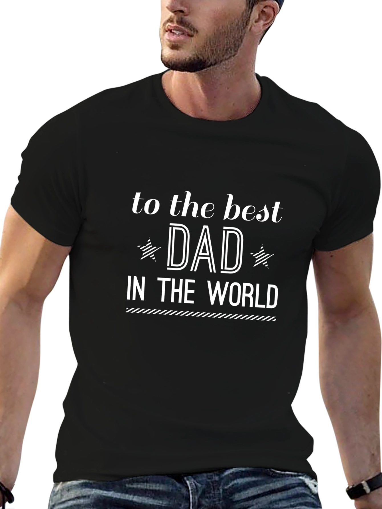 Best Dad in the World Black Graphic T-Shirt