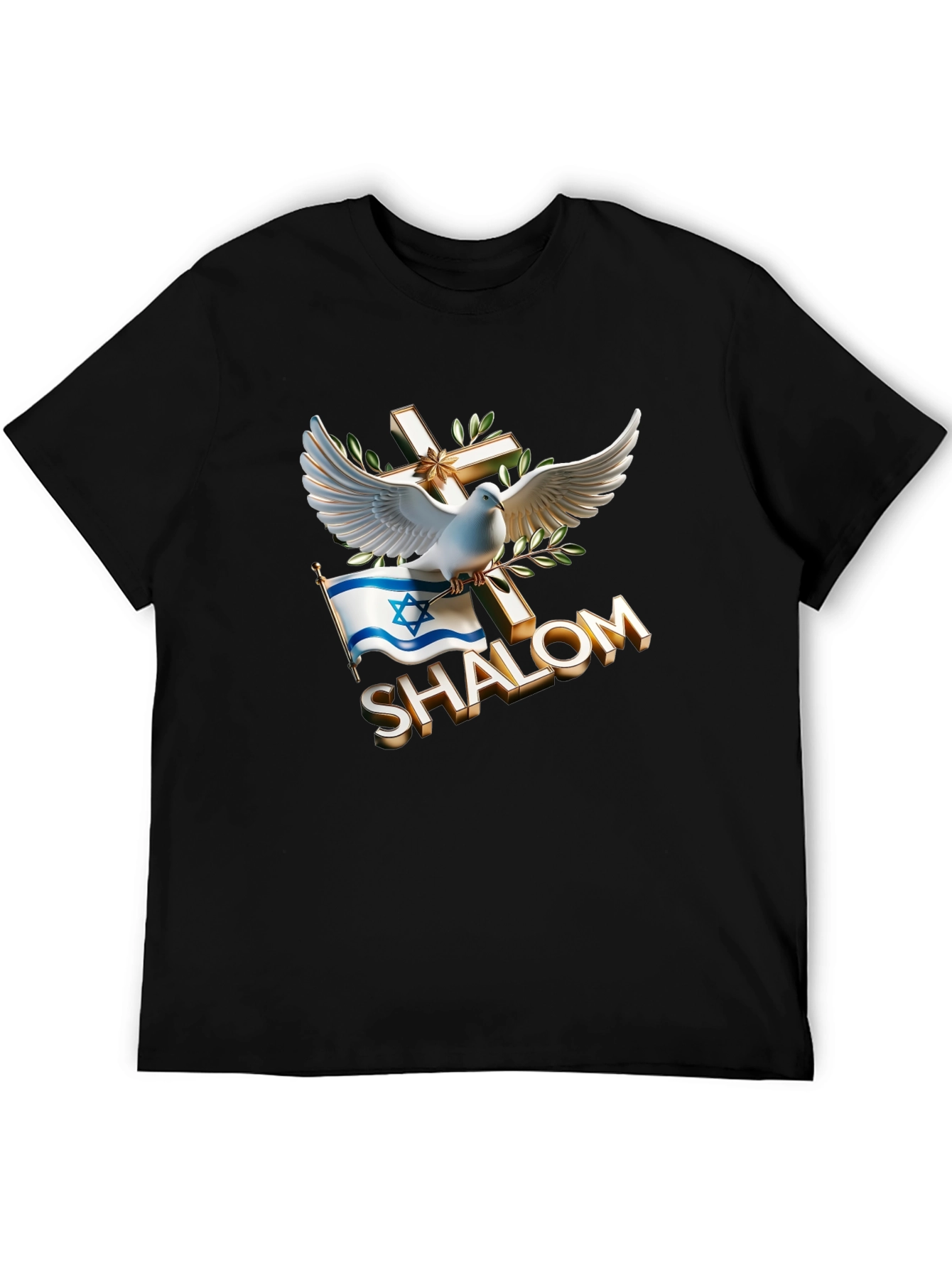 Shalom Dove Cross Israel Flag T-Shirt