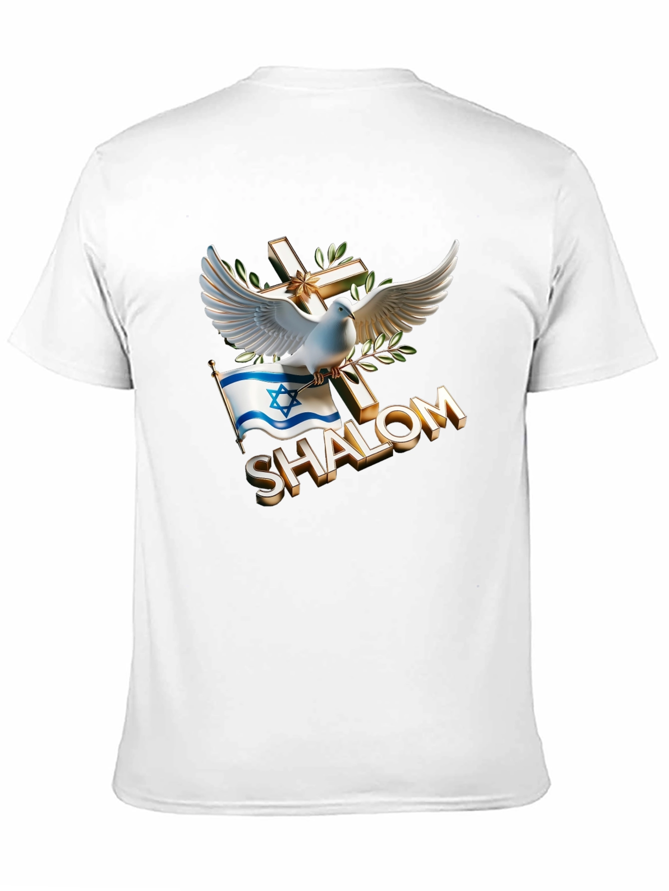Shalom Dove Cross Israel Flag T-Shirt