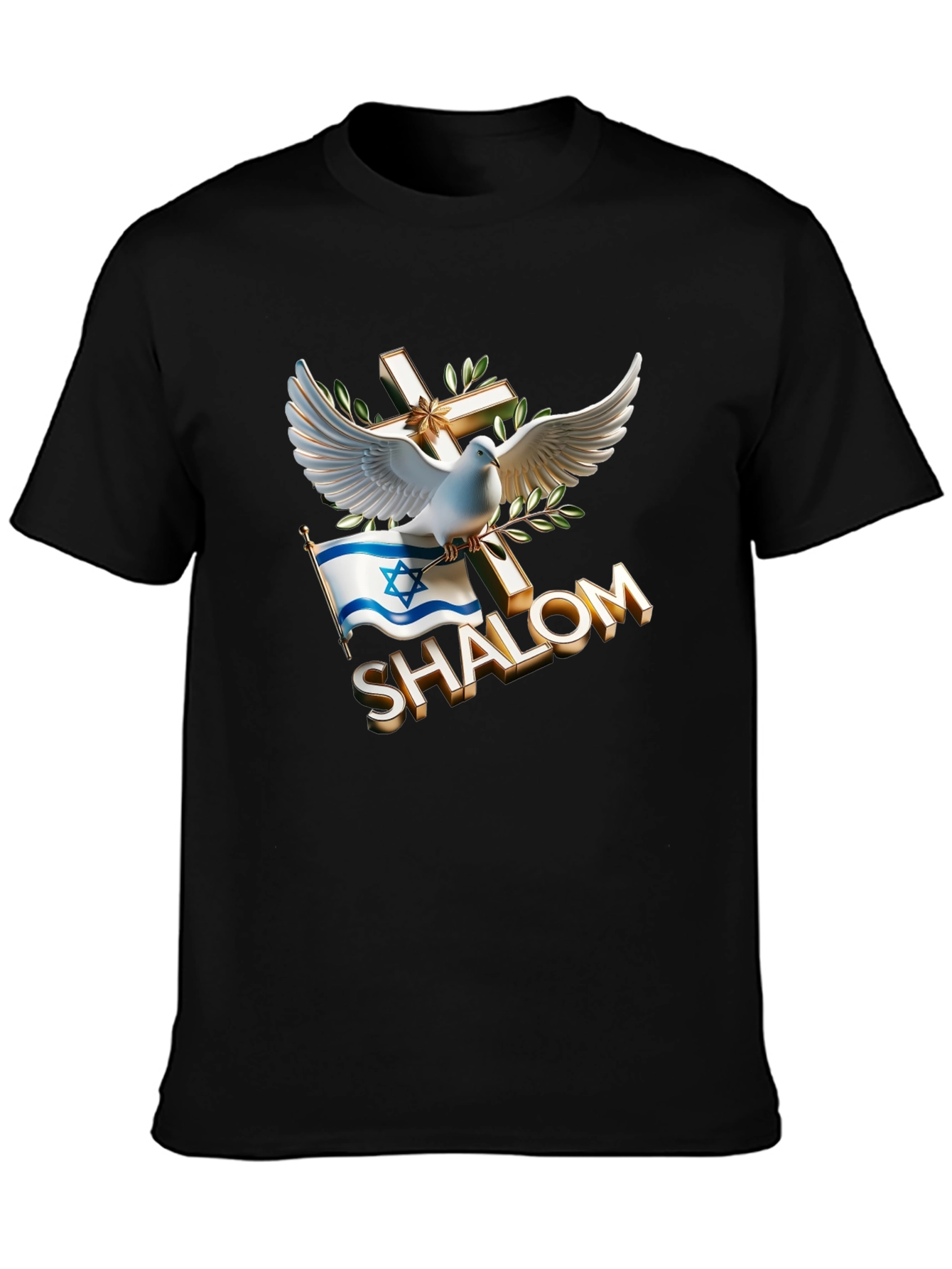 Shalom Dove Cross Israel Flag T-Shirt