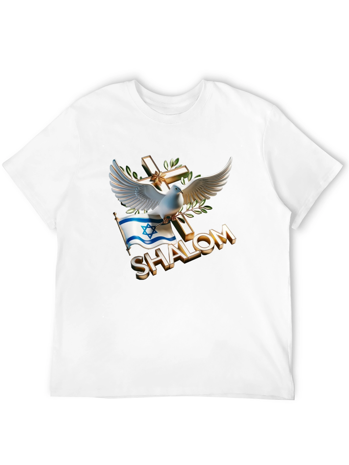 Shalom Dove Cross Israel Flag T-Shirt