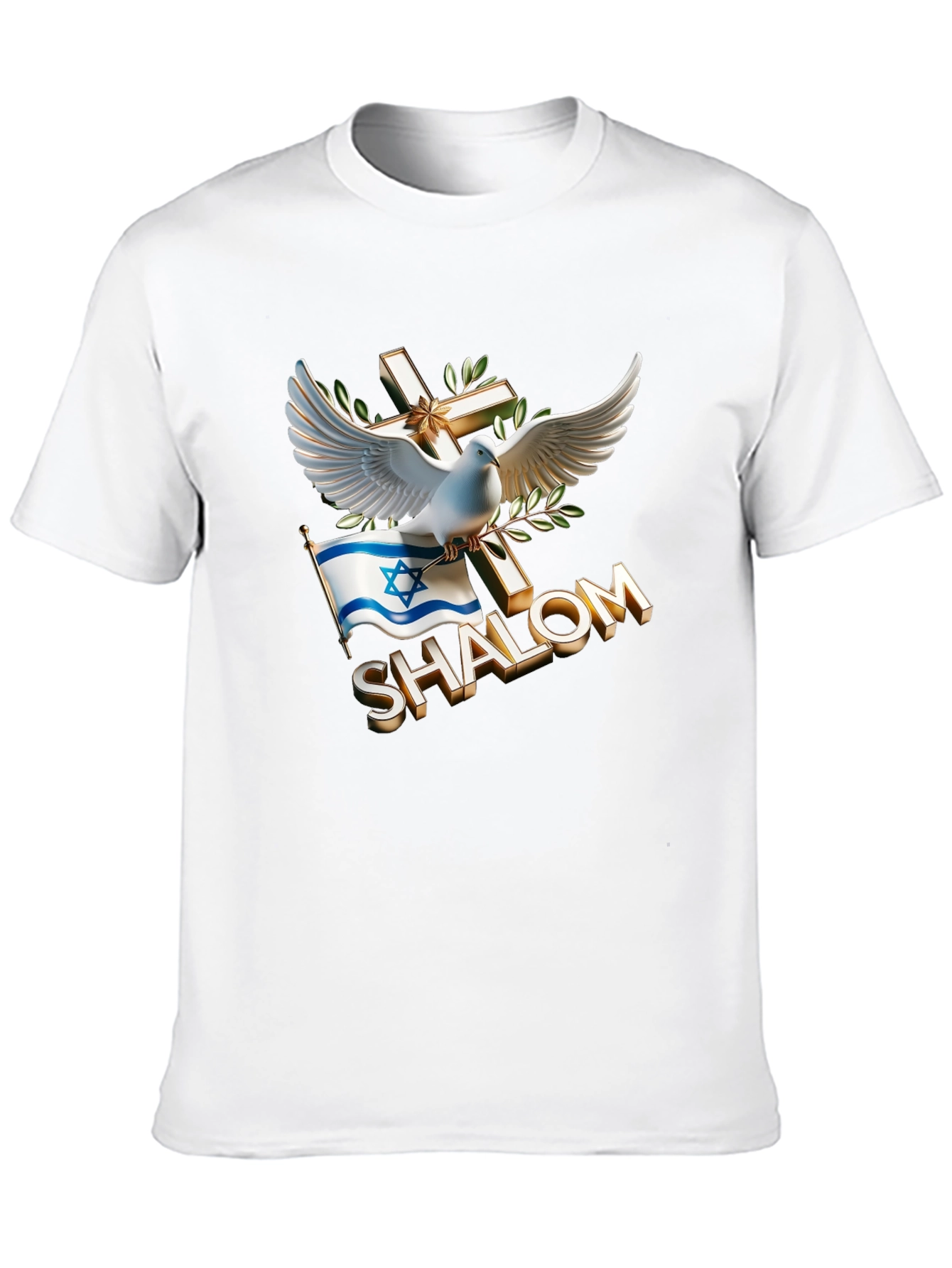 Shalom Dove Cross Israel Flag T-Shirt