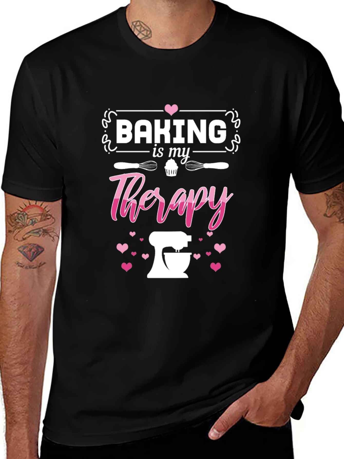 Baking is My Therapy Graphic Tee - Black