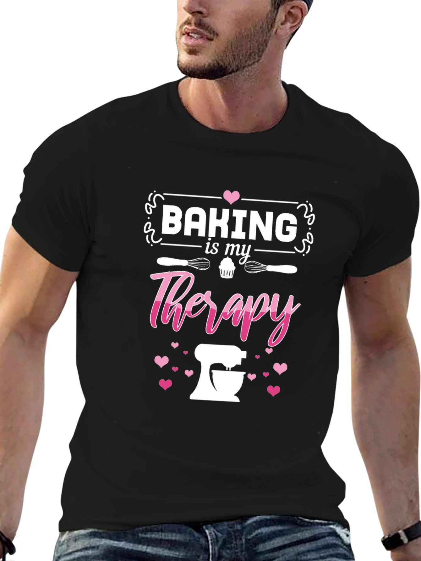 Baking is My Therapy Graphic Tee - Black